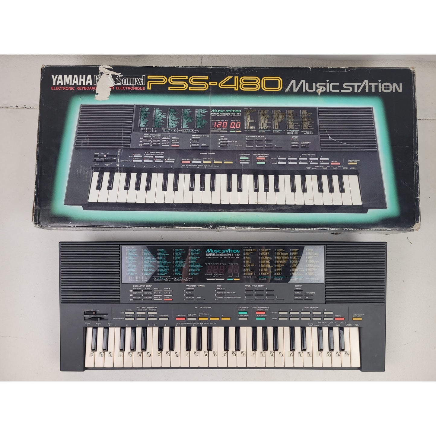 VTG 1988 Yamaha PortaSound PSS-480 Electronic Keyboard in Box w Music | Working