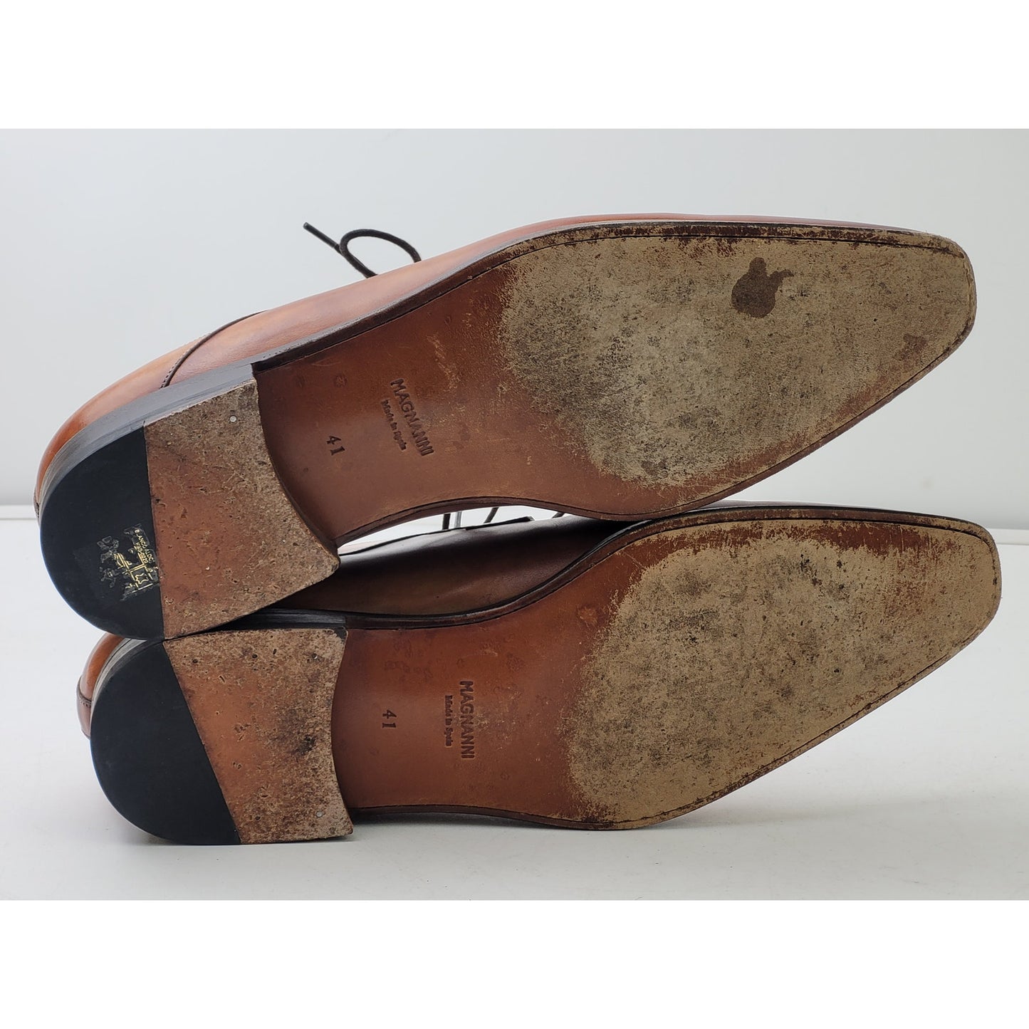 Magnanni Reko Tobacco Leather Medallion Toe Oxford Shoes Men's Sz 41 (8)