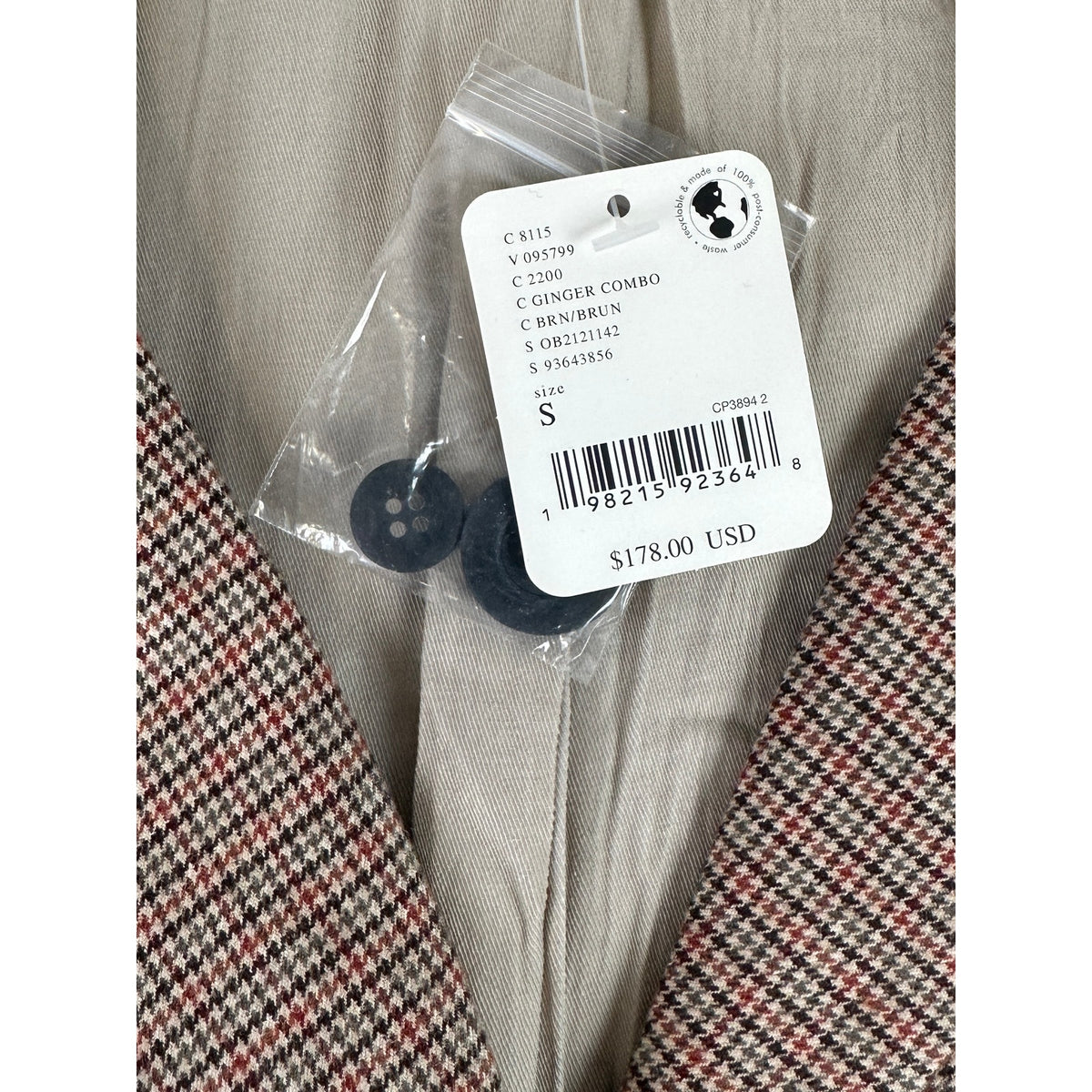 Free People Reggie Oversize Blazer in Ginger Combo Women's Sz S NWT