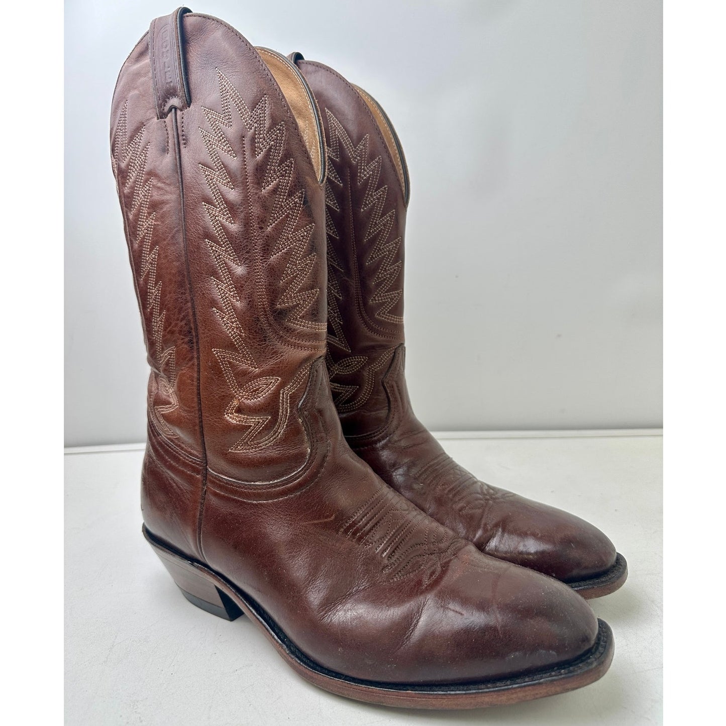 Boulet Ranch Hand Brown Leather Cowboy Boots Men's Sz 9.5