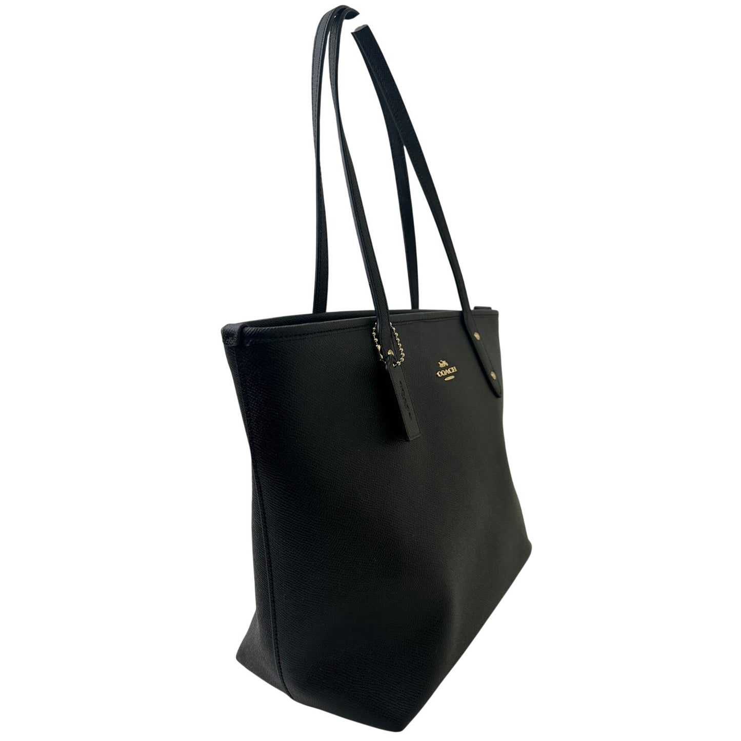 Coach City Zip Black Crossgrain Leather Tote Bag