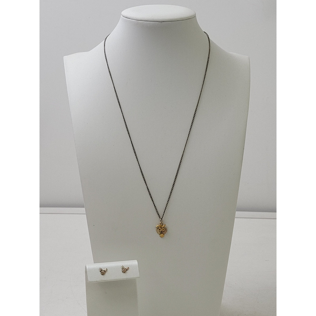 14K Black Hills Gold Tri-Color Gold Necklace Earrings Set Grape Cluster & Leaves
