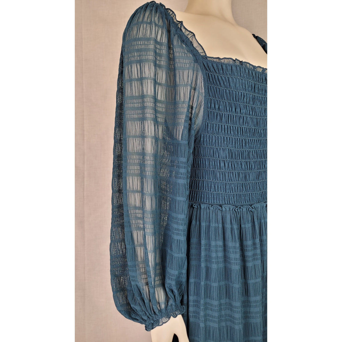 Max Studio Square Neck Smocked Maxi Dress in Marine Sz M MSRP $178