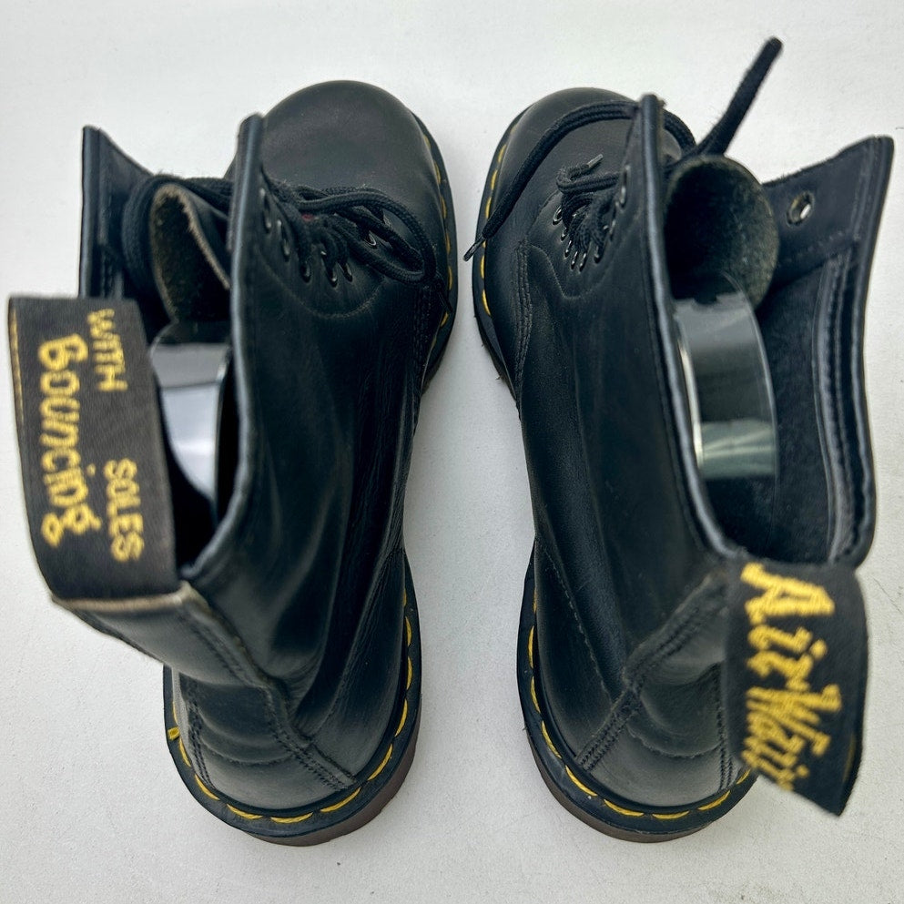 Vintage Dr. Martens 1460 Black Leather 8-Eye Lace Up Boots (Made in England) Men's 7 / Women's 9