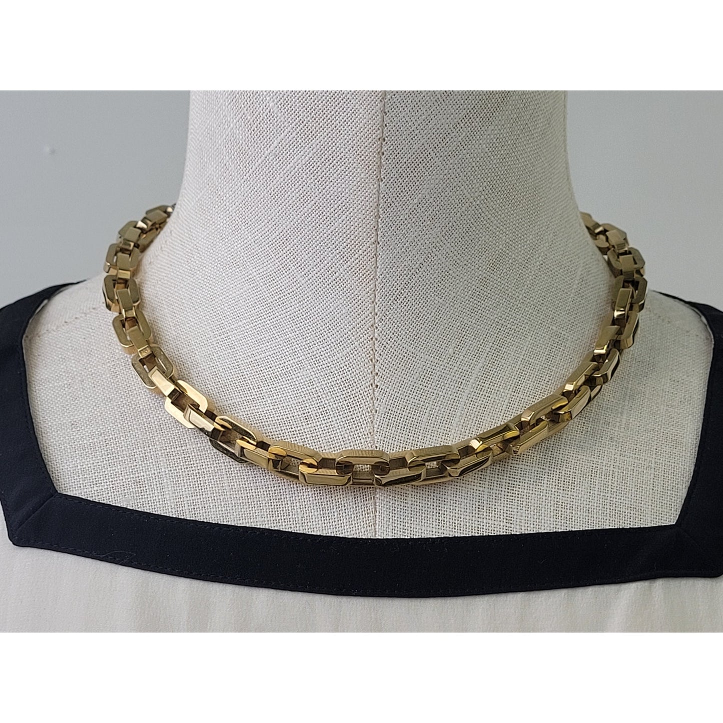 Eddie Borgo Supra Link Collar Necklace 12K Gold-Plated Rectangular Links | 17"