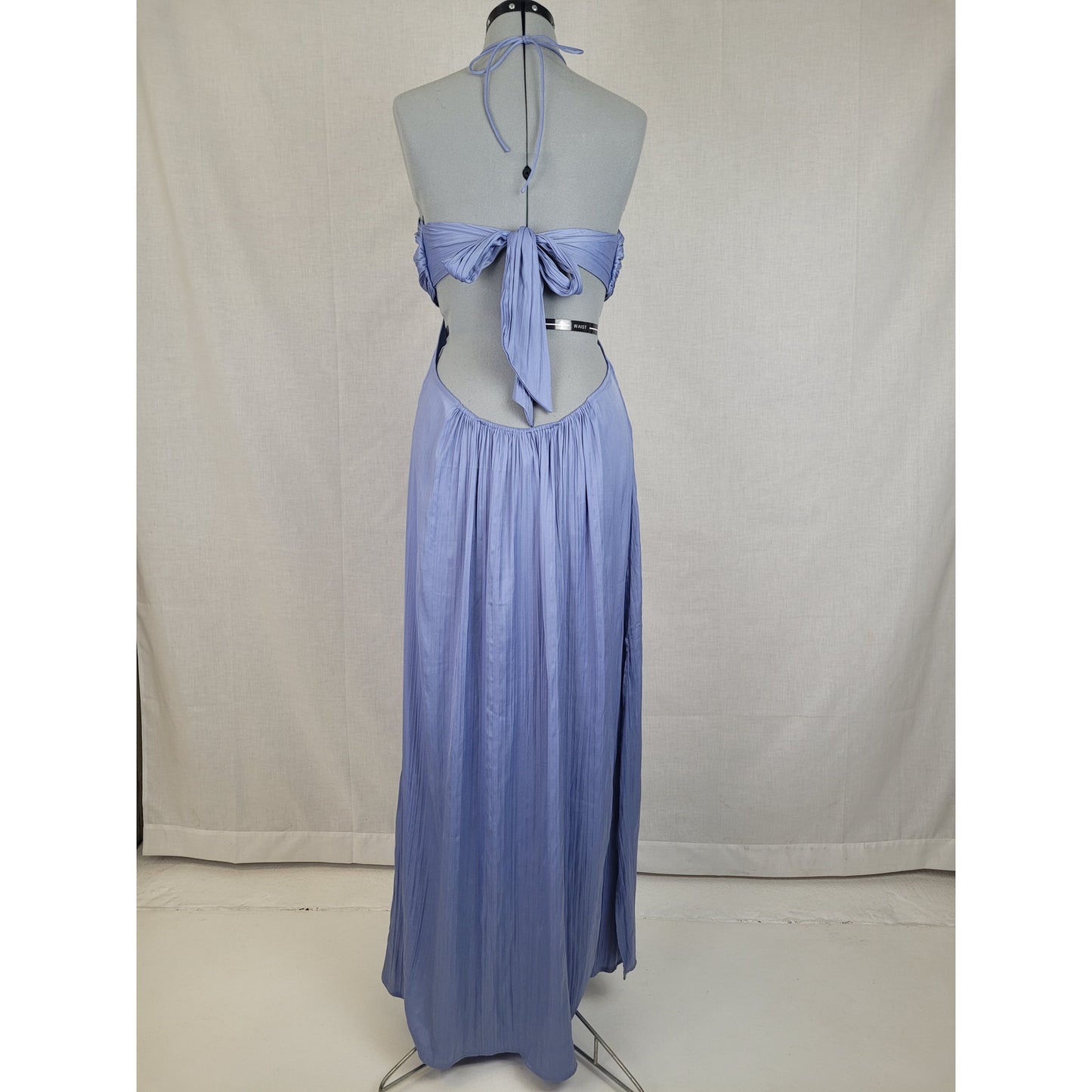 Anthropologie Maxi Dress Gown Periwinkle Low Back Side Slit Women's Sz M