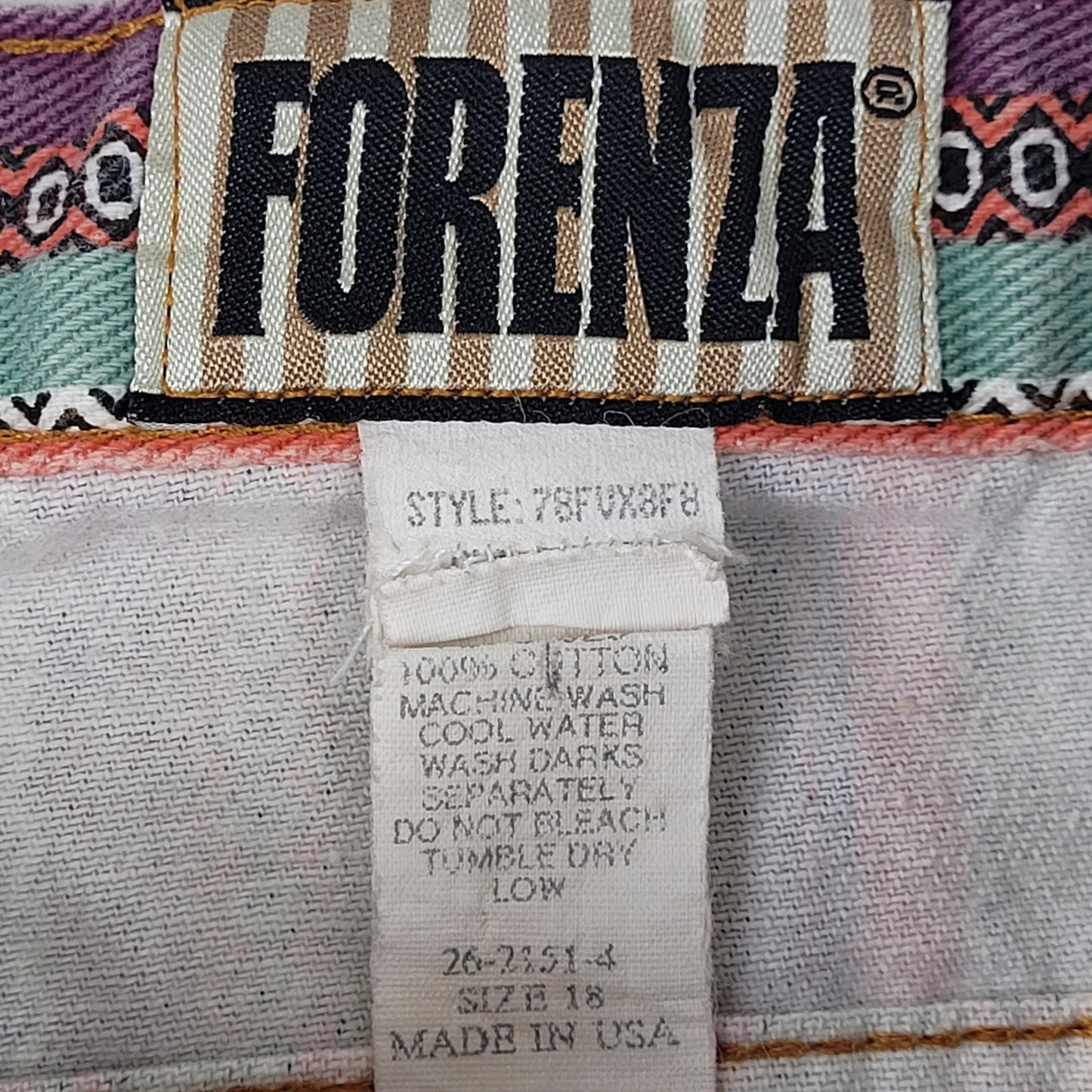 VTG 1980s-90s Forenza Multicolor Striped High-Rise Mom Shorts 33" Waist