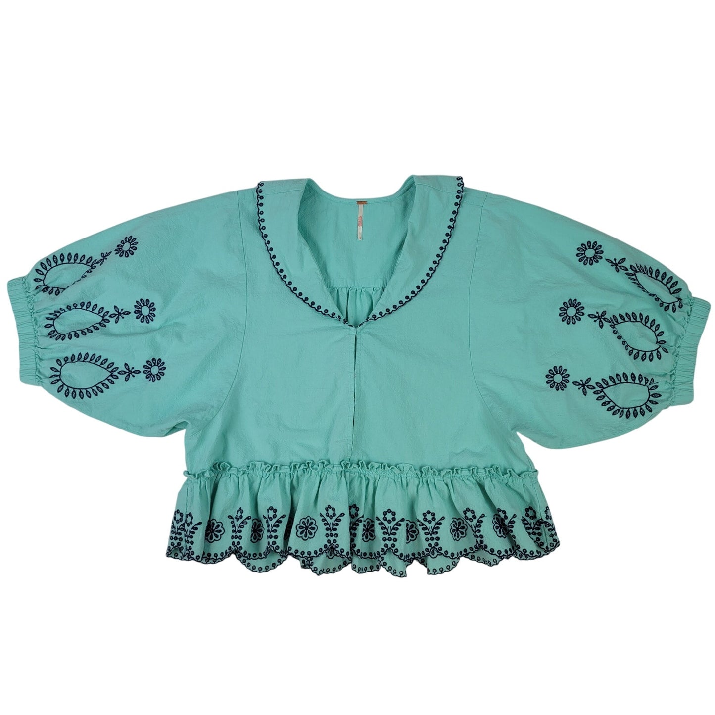 Free People Arcadia Floral Embroidered Blouse Women's Sz L MSRP: $168