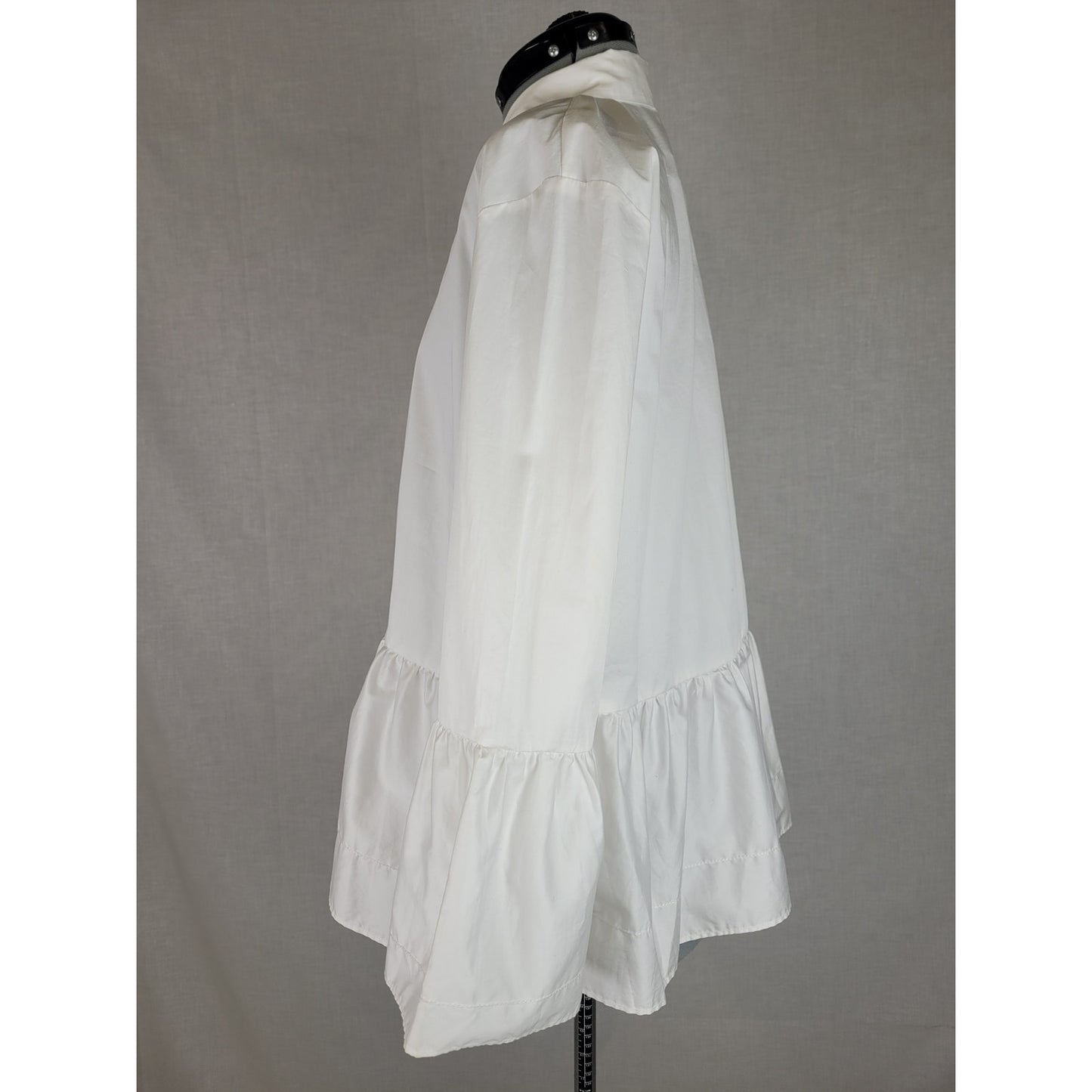 Club Monaco White Button-down Peplum Blouse w Gathered Waist Sz L NWT