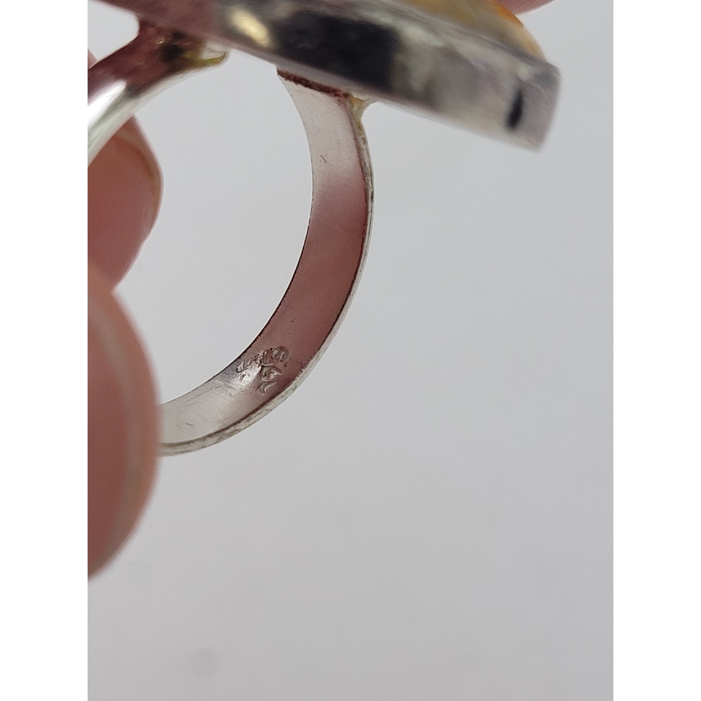 Sterling Silver Large Oval Yellow Bumble Bee Jasper Ring | Sz 6