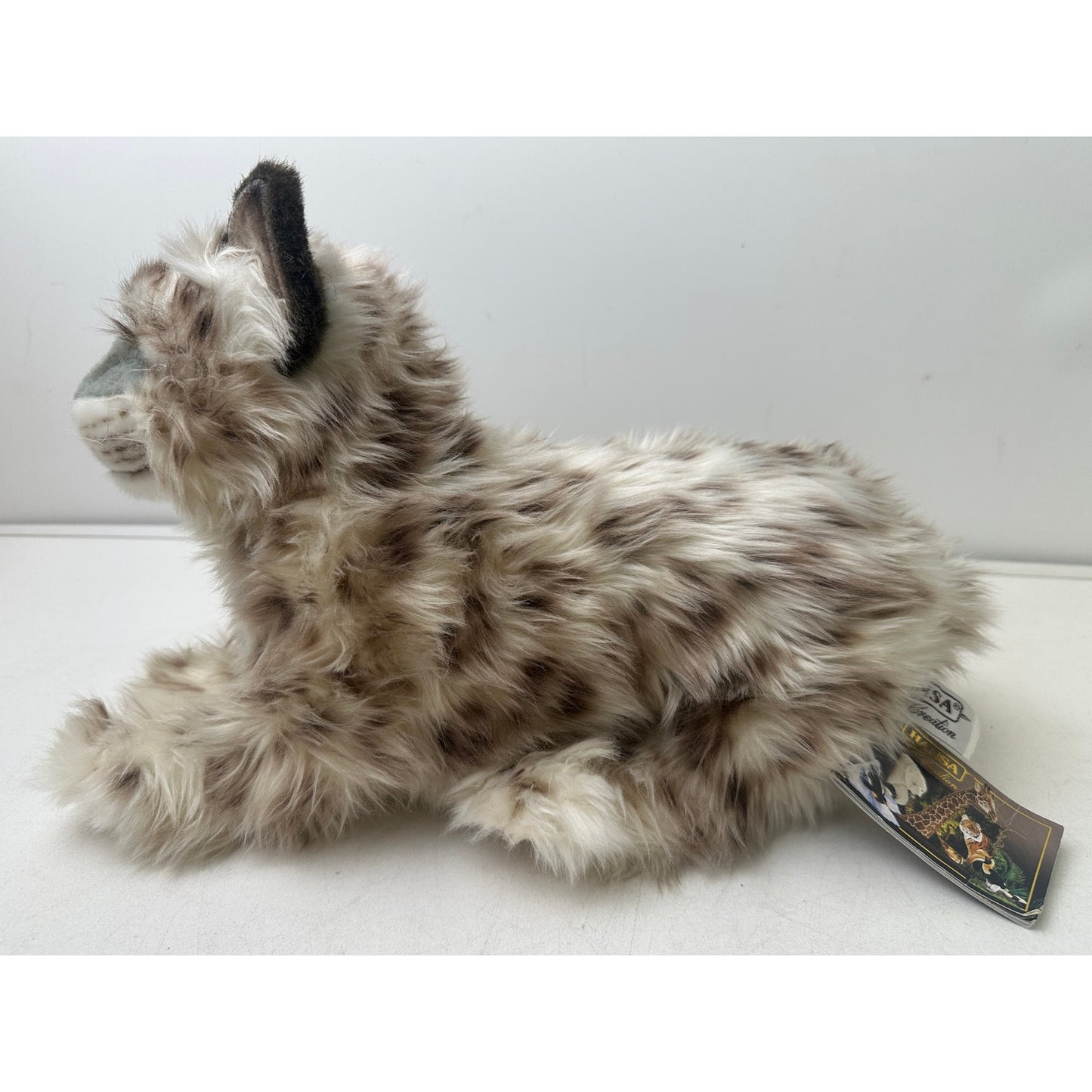Hansa Portraits of Nature Lifelike Laying Snow Leopard Cub Plush 14"