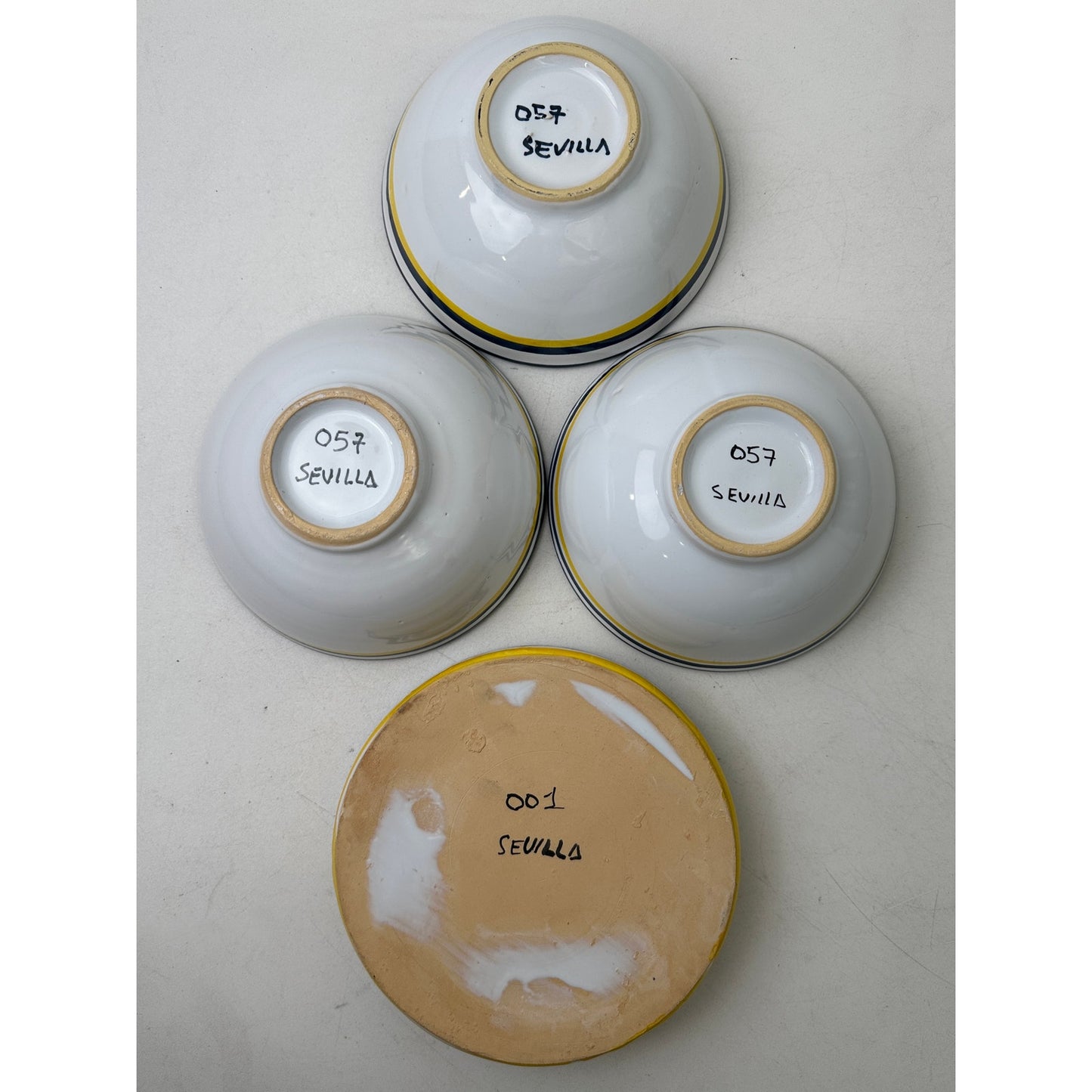 Vintage Hand-Painted Spanish Sevilla Ceramic Bowls and Tapas Dish