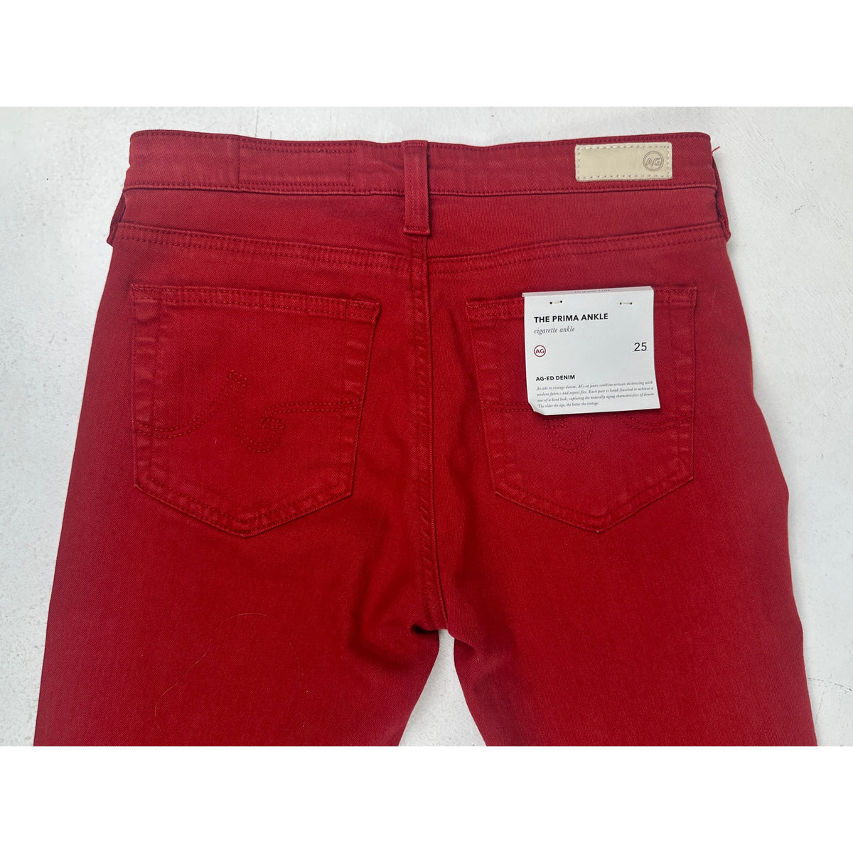 AG Adriano Goldschmied The Prima Ankle Red Cigarette Jean Women's Sz 25 | NWT