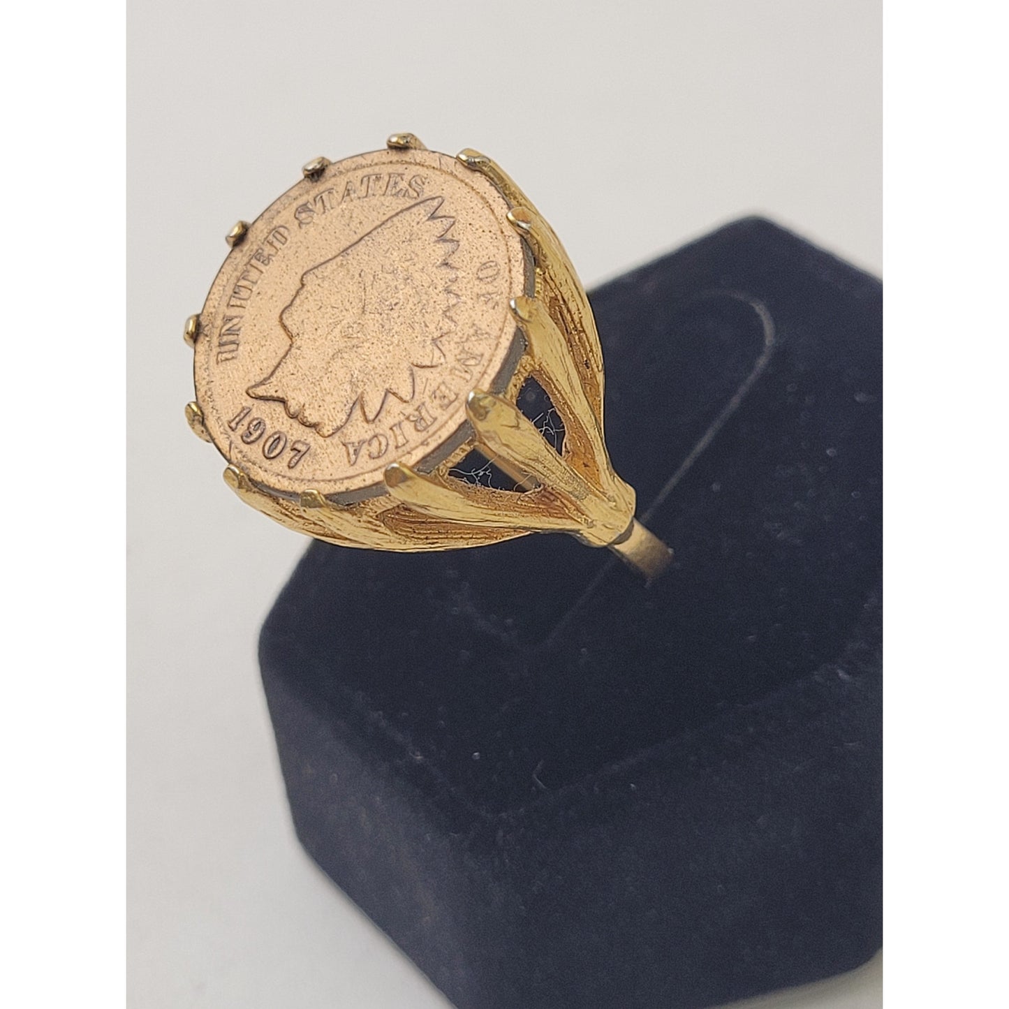Vintage 1907 Penny Ring 18K GE Gold Electroplated Band | Sz 8.75