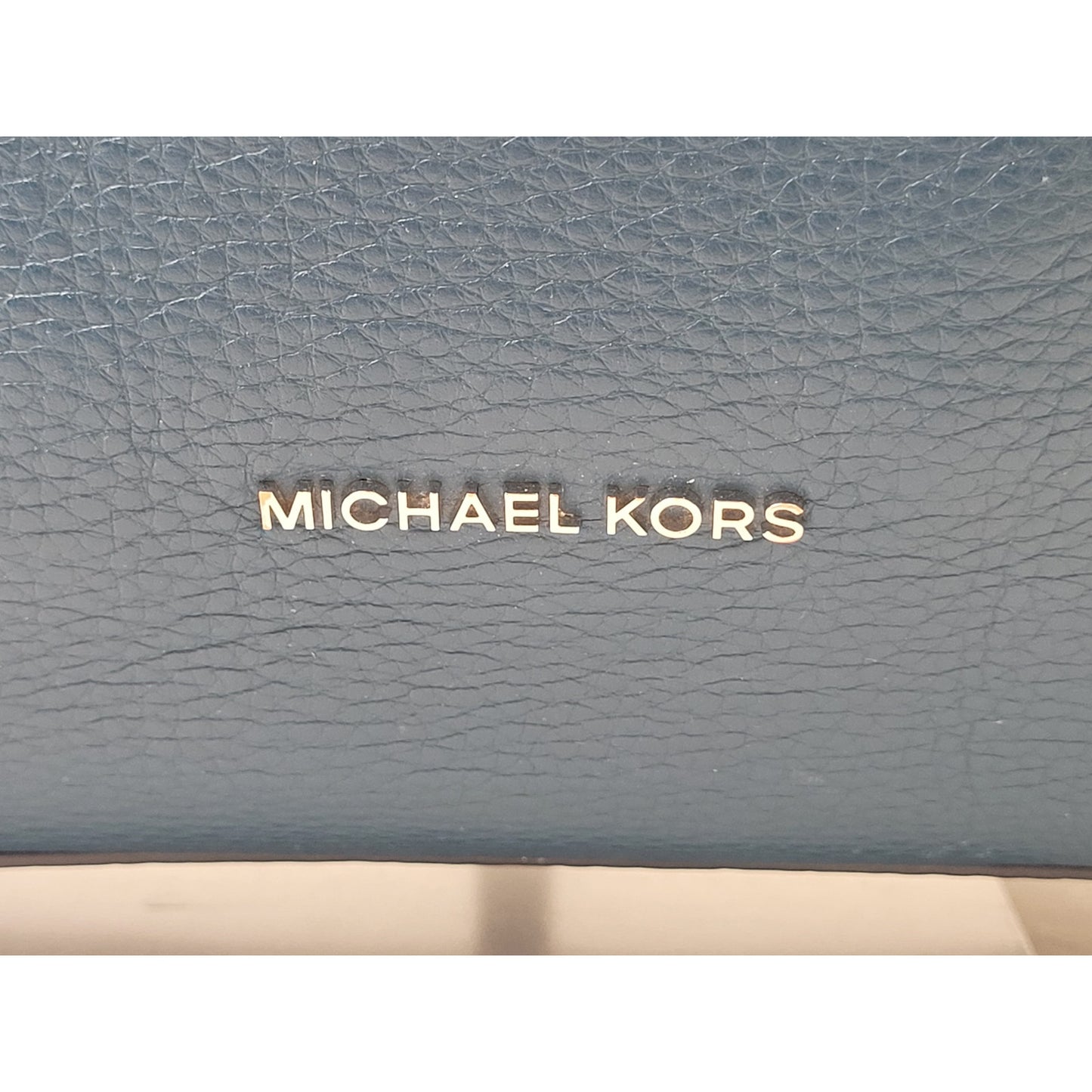 Michael Kors Raven Large Leather Shoulder Bag Blue/Teal w Silver-Tone Hardware