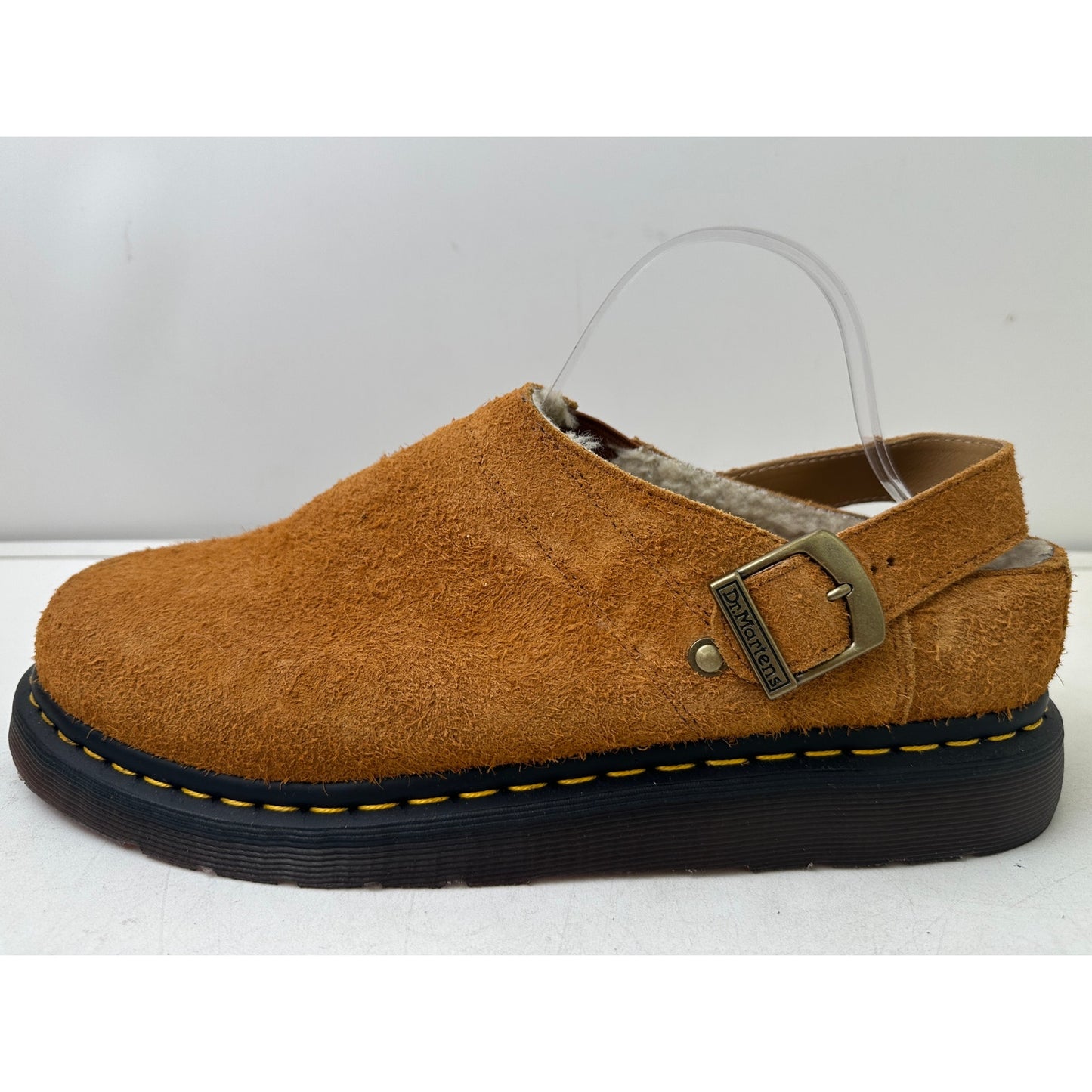 Dr. Martens Isham Faux Shearling Lined Pecan Suede Slingback Mules Men's Sz 12