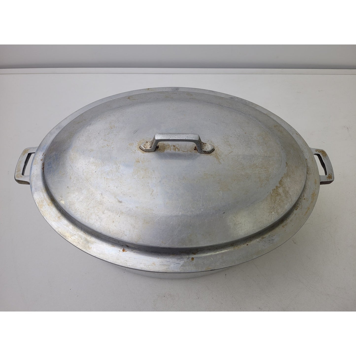 Vintage Miracle Maid Cookware 14.5" Cast Aluminum Oval Pot Oven Roaster w Lid