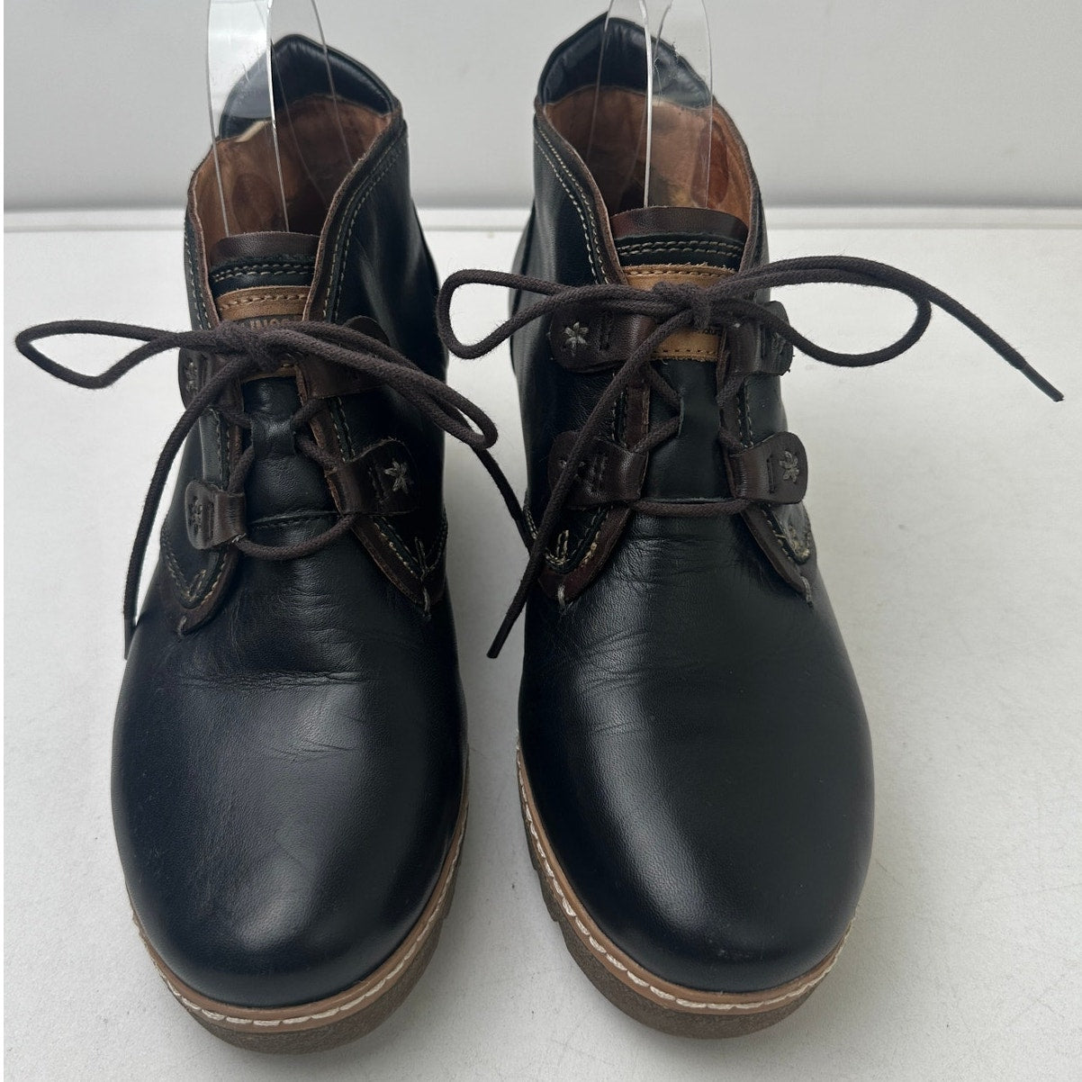Pikolinos Maple Wedge Black Leather Ankle Boot Women's Sz 39