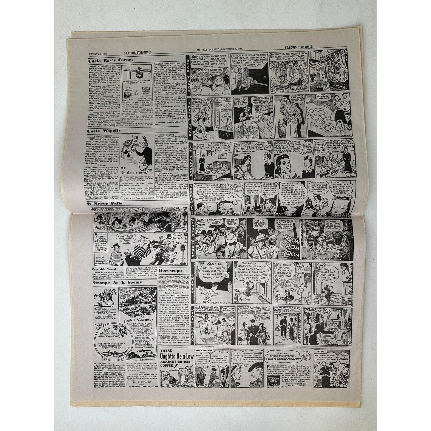 Vintage St. Louis Star-Times December 8, 1941 WWII Pearl Harbor War Declared Newspaper