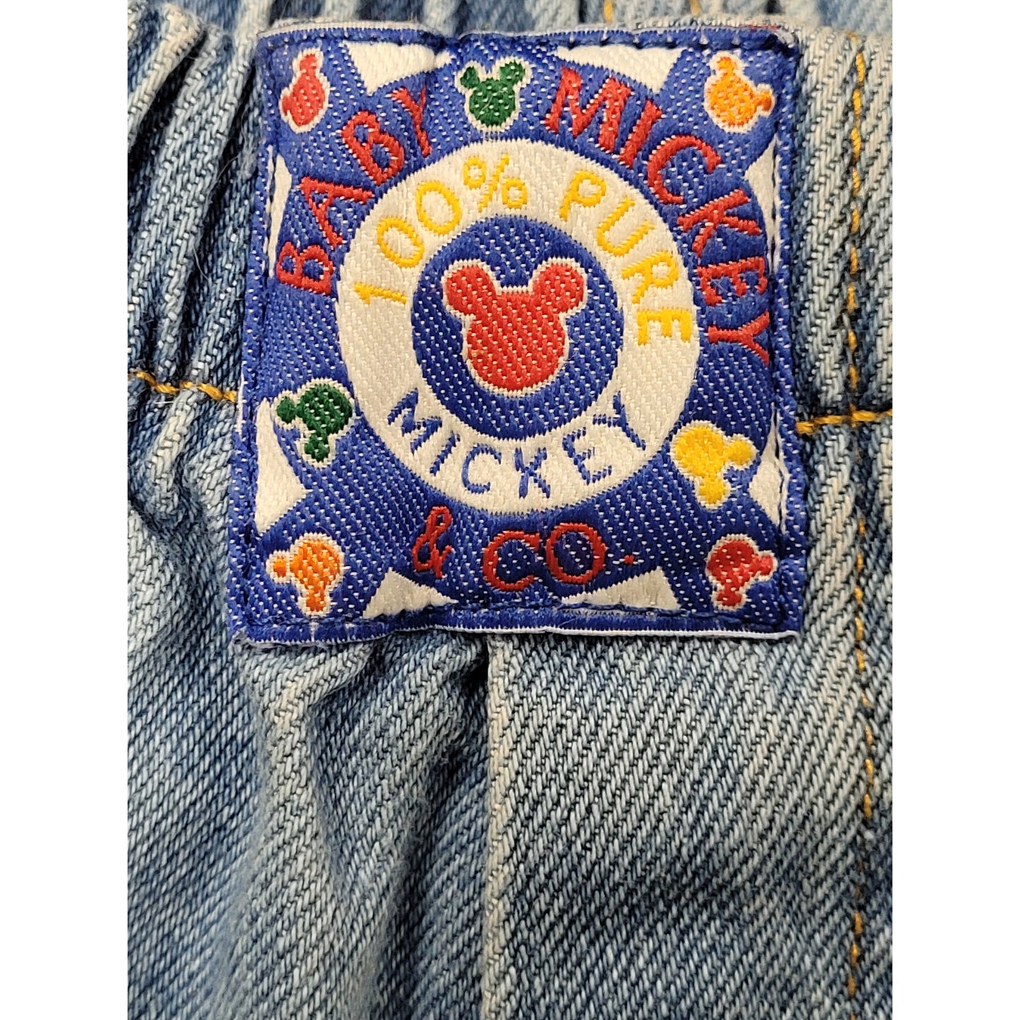 Vintage Micky & Co. Blue Denim Trousers w Embroidered Disney Characters Sz 18M