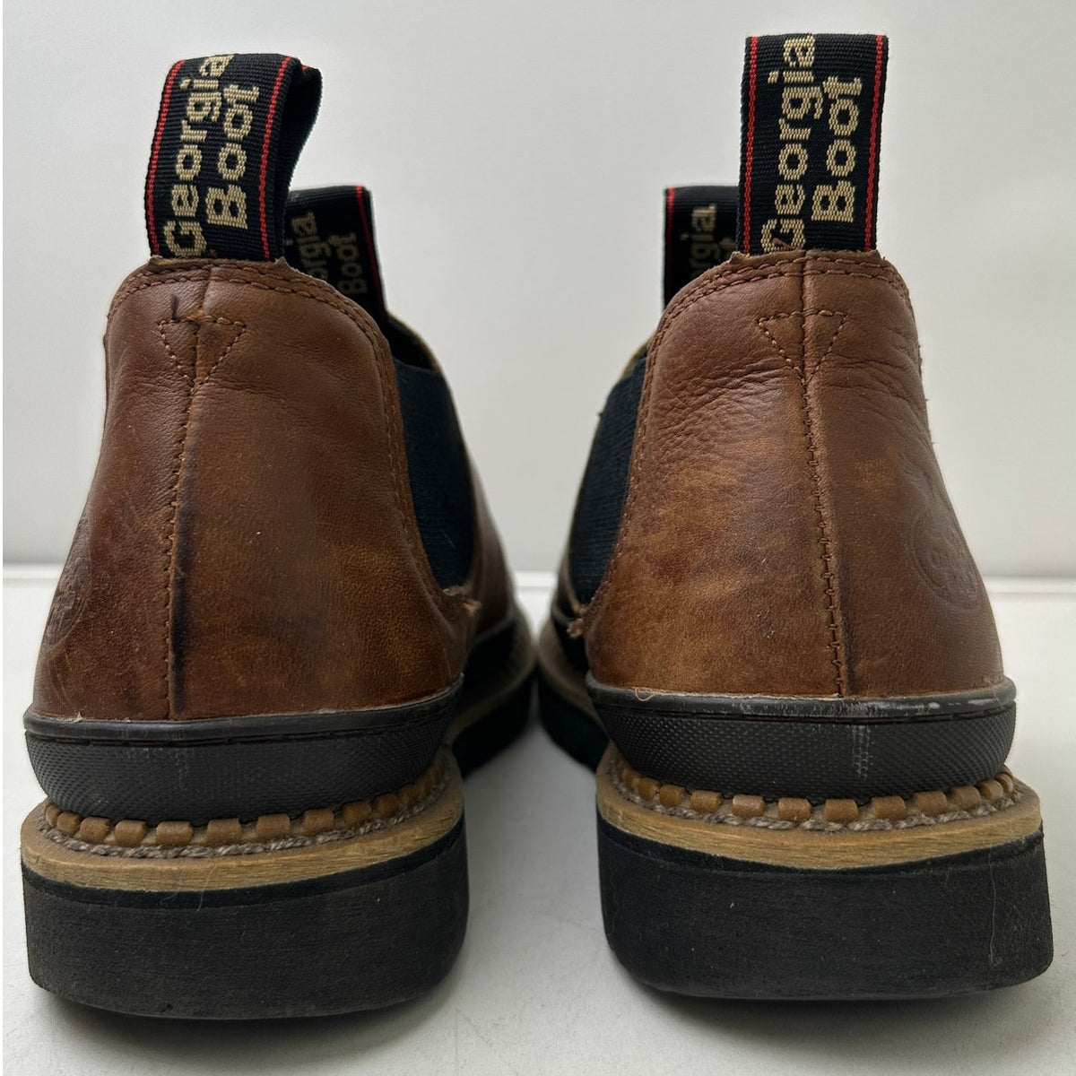 Georgia Boot Georgia Giant Romeo Brown Leather Slip-On Work Shoes Men's Sz 8
