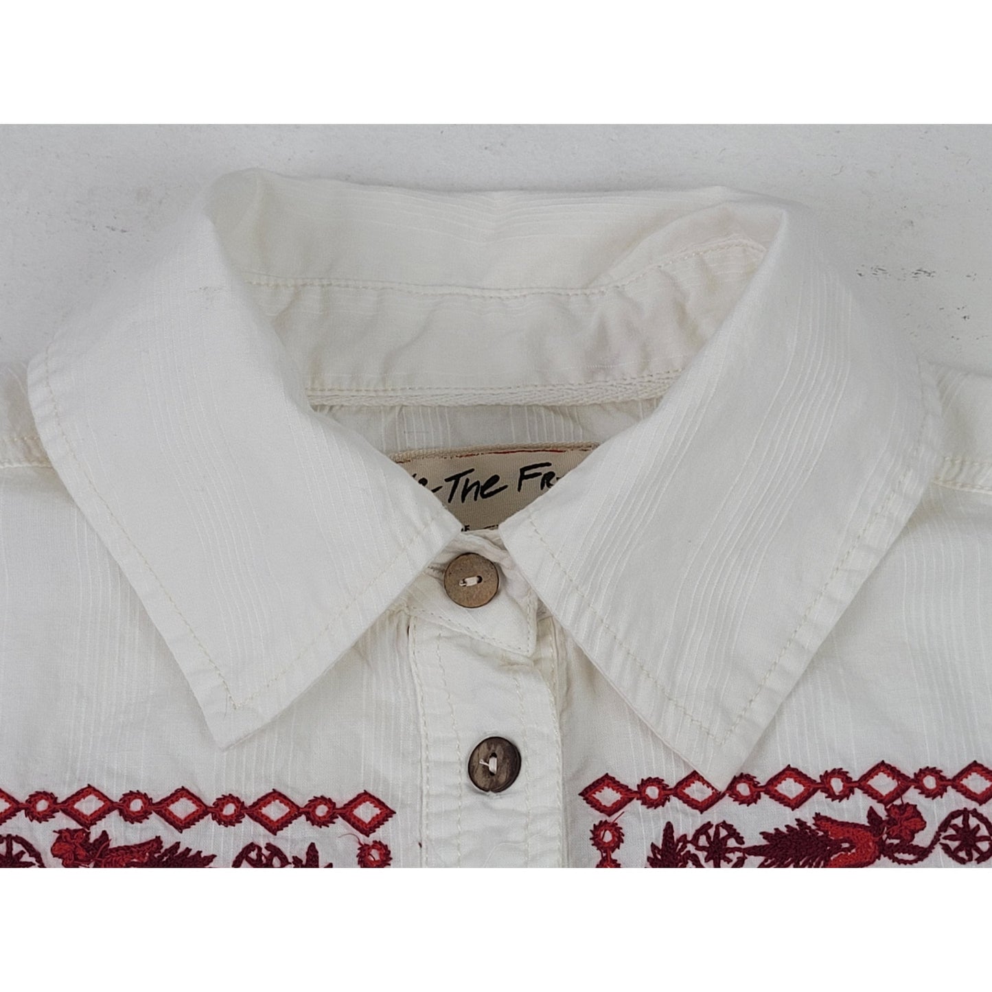 We The Free Refresh Vacation Shirt 100% Cotton Oversized Embroidered Sz L