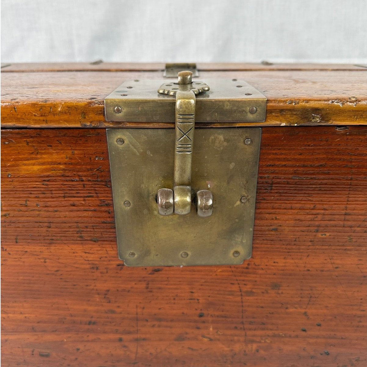 Antique 18th/19th Century Korean Banded Ton-Kwe Wooden Money Chest