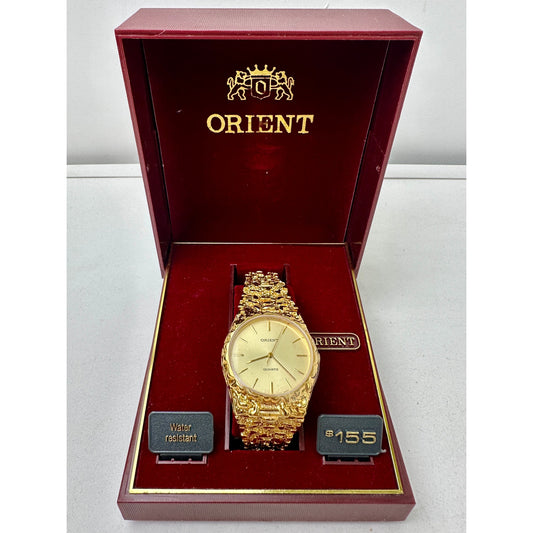 Vintage Orient Gold-Tone Quartz Watch Japan Movement NIB