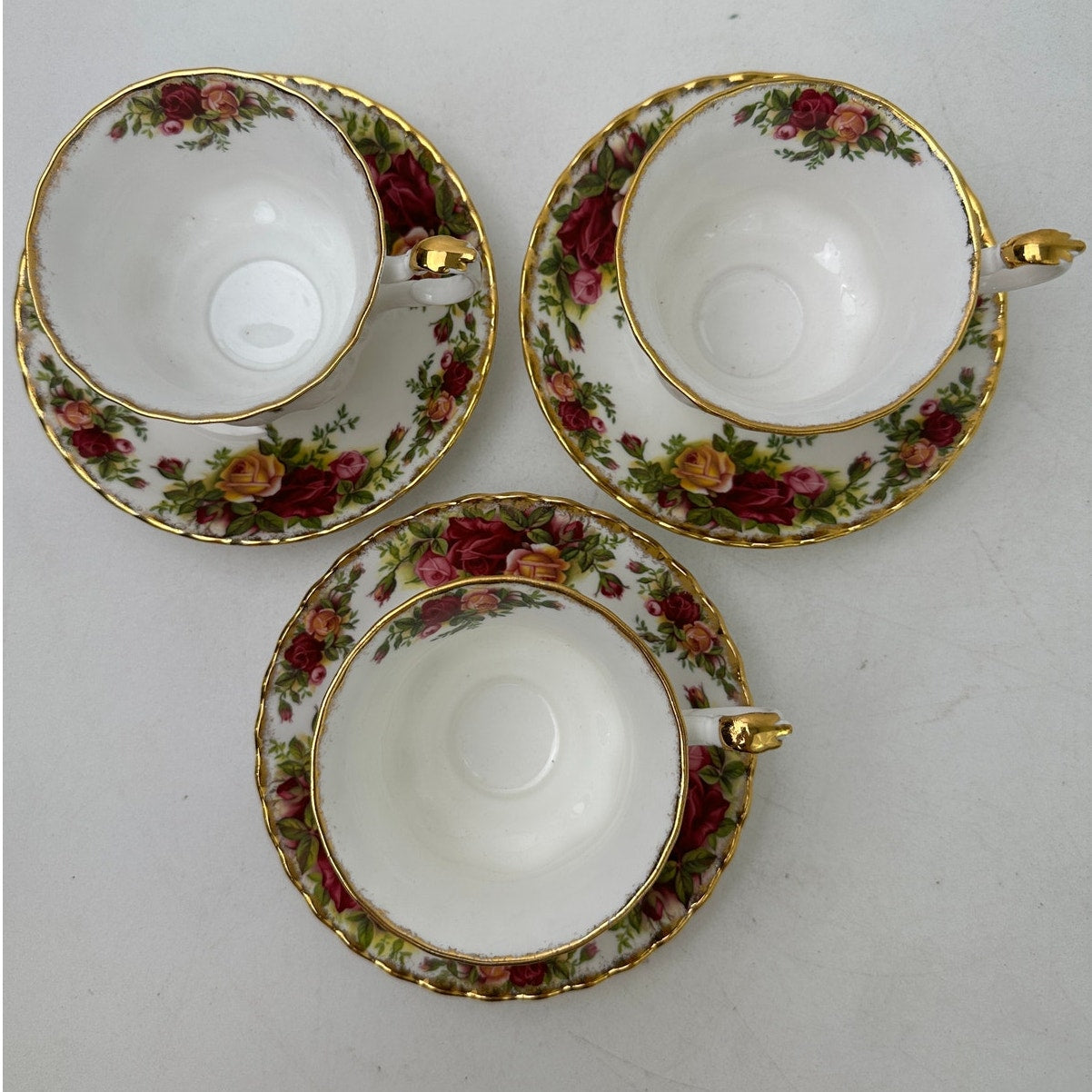 Vintage Royal Albert "Old Country Roses" Bone China Teacup & Saucer | Set of 3