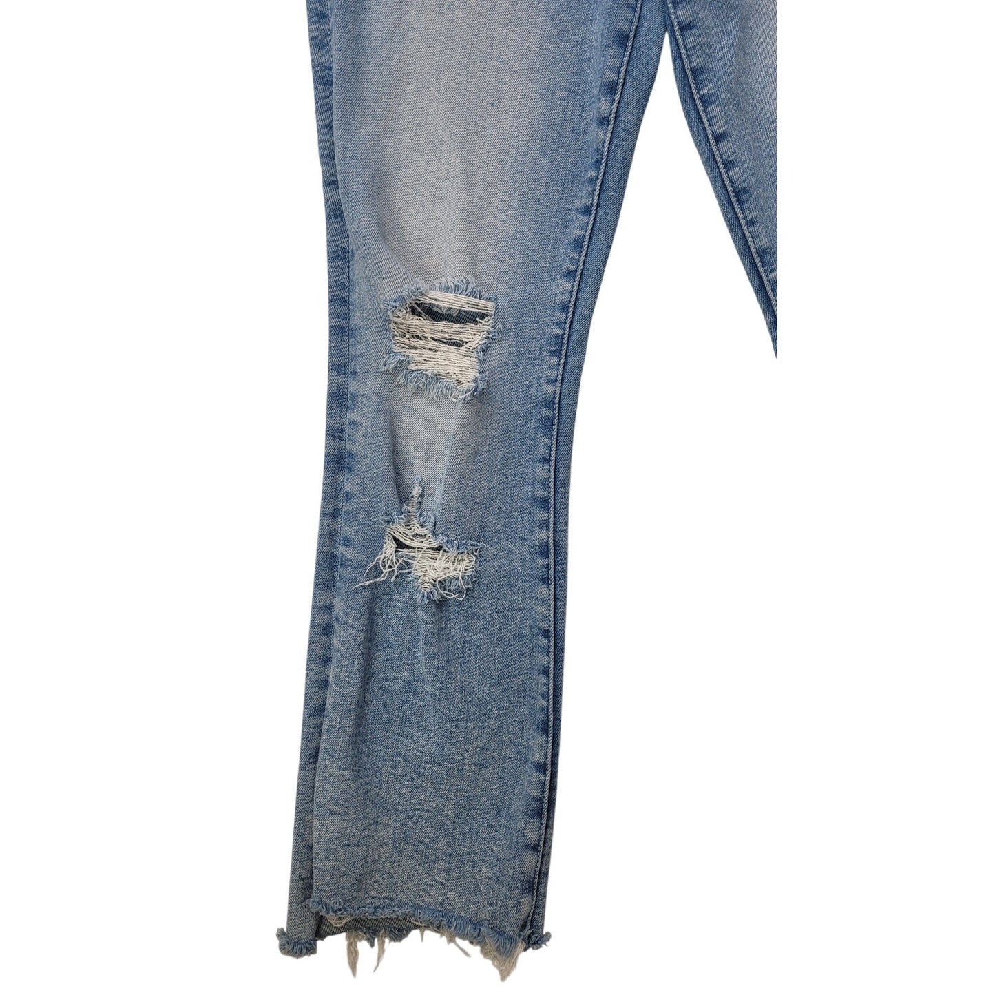 Mother The Insider Crop Step Fray Flare Jeans Medium Wash Distressed Sz 29