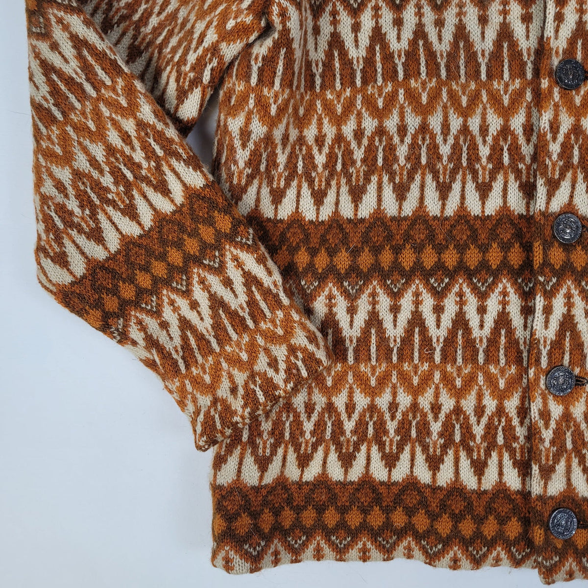 VTG 1970s Iceland Jersey Modeller 100% Wool Cardigan Made in Sweden Men's L
