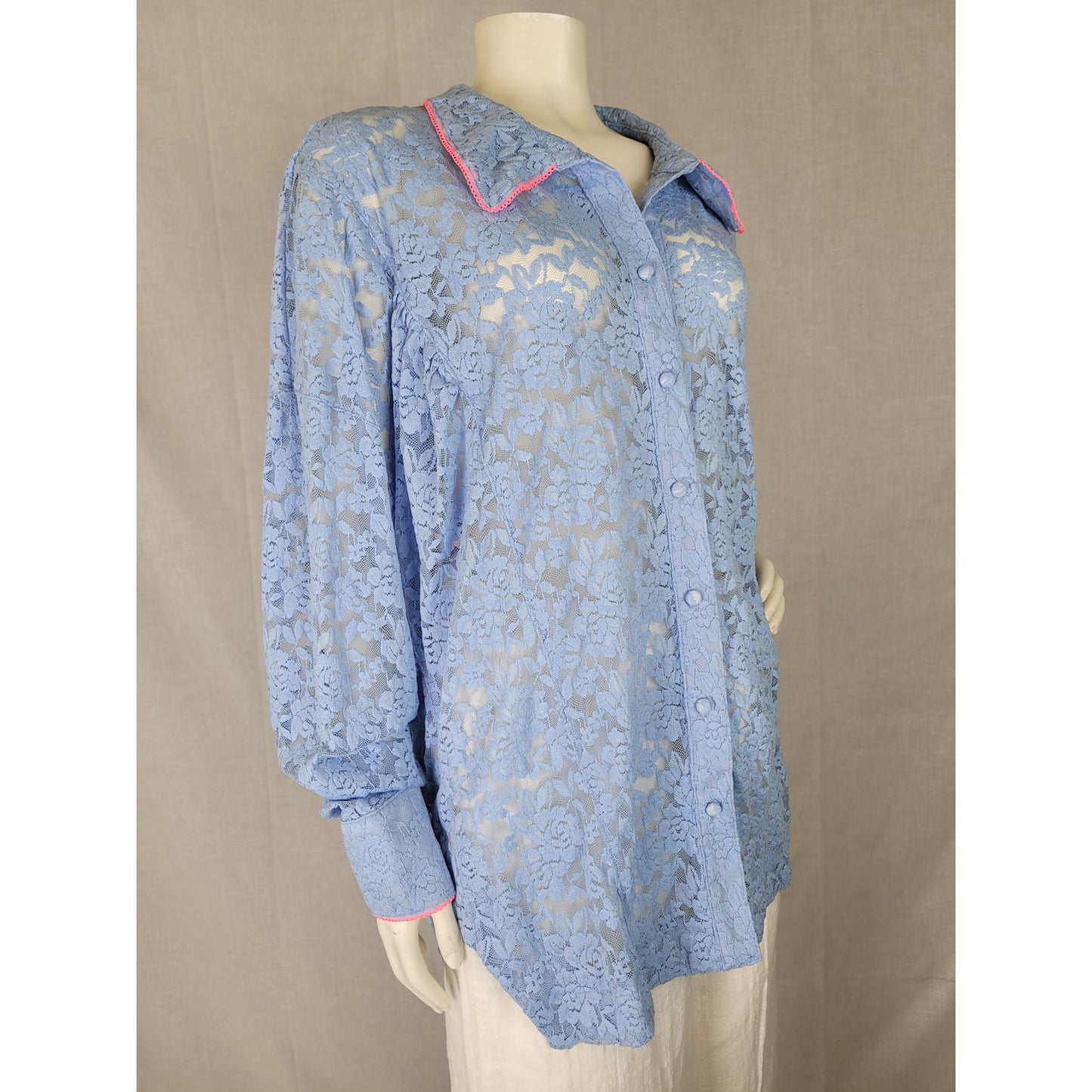Free People All Day Lace House Shirt Lavender & Pink Women's Sz M