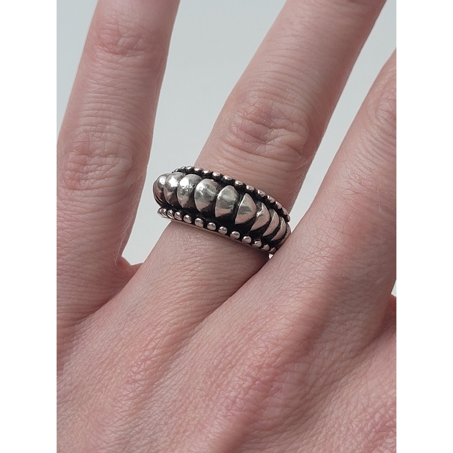 Sundance Heavy Serling Silver Ring Bold Modernist Dome Bead Design Sz 5 3/4