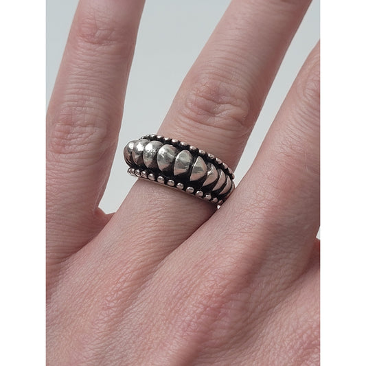 Sundance Heavy Serling Silver Ring Bold Modernist Dome Bead Design Sz 5 3/4