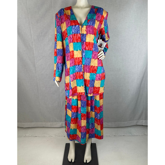 Vintage Anthony Mark Hankins 2-Piece Multicolor Patchwork Print Matching Set NWT Women's Sz Medium