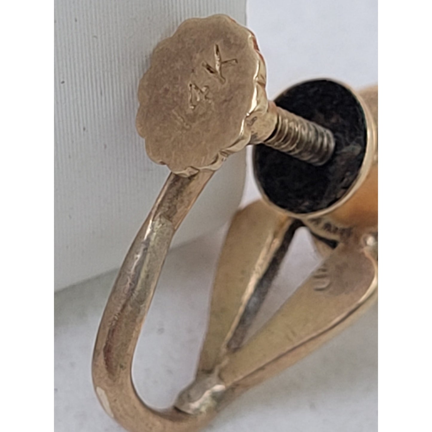 VTG 10K Yellow Gold Pearl Earrings w 14K Yellow Gold Screw Back Closure | 4.47 g