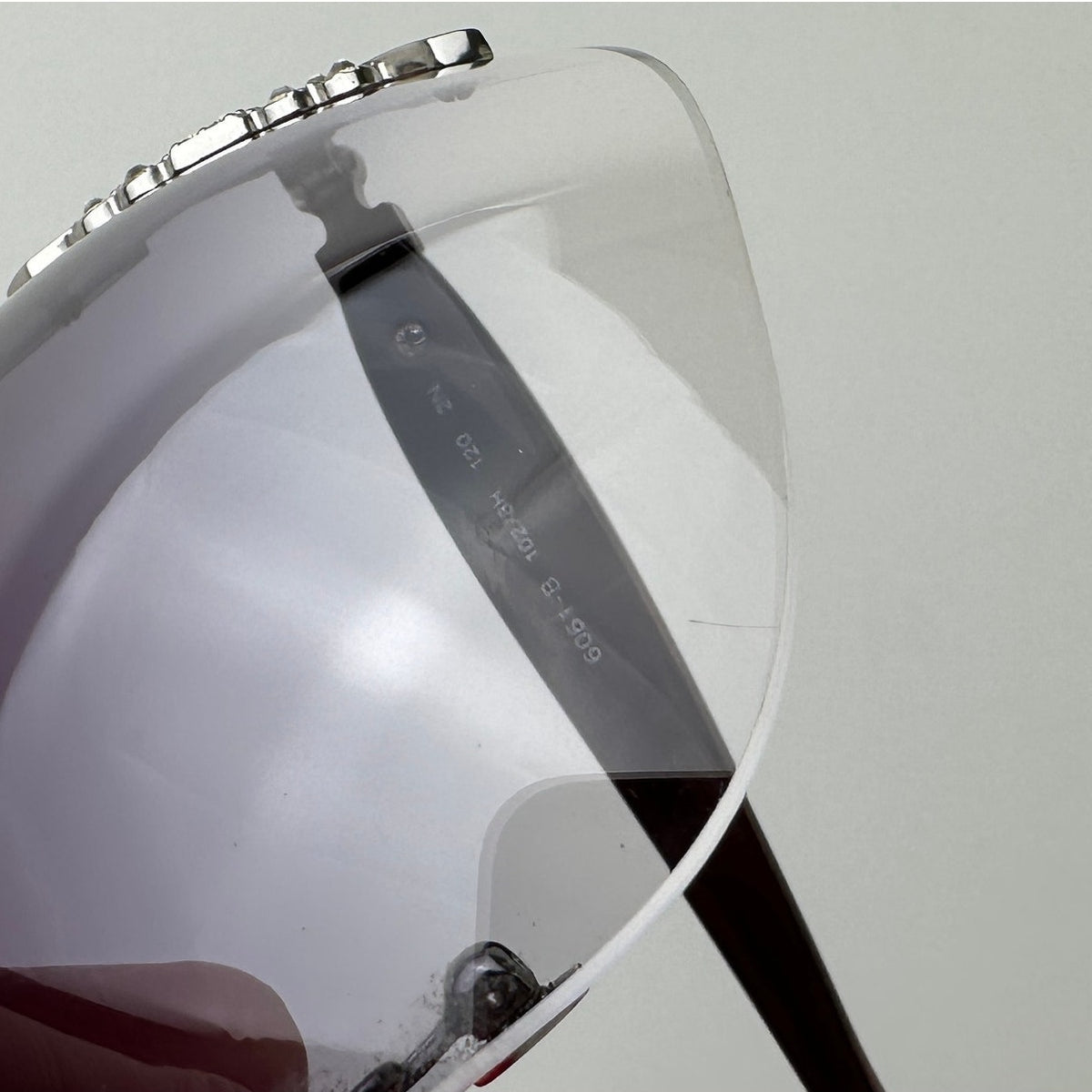 BVLGARI Crystal Rhinestone Shield Sunglasses with Leather Case