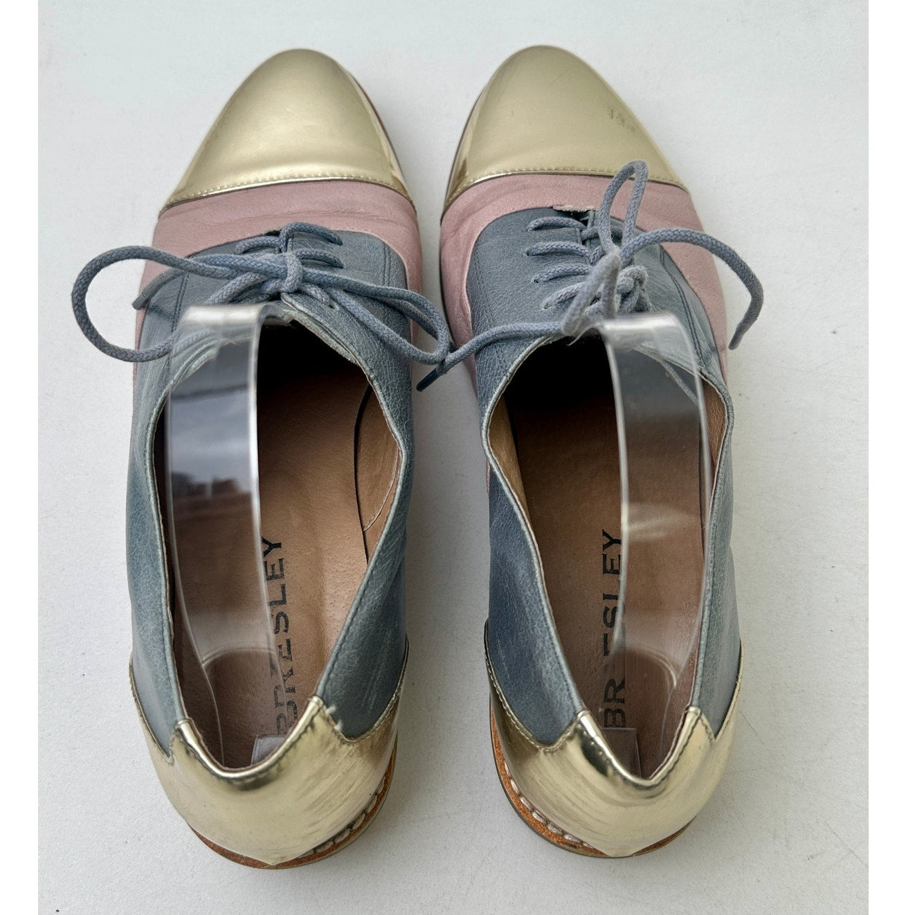Tri-Color Leather Metallic Cap Toe Oxford Shoes Women's Sz 9