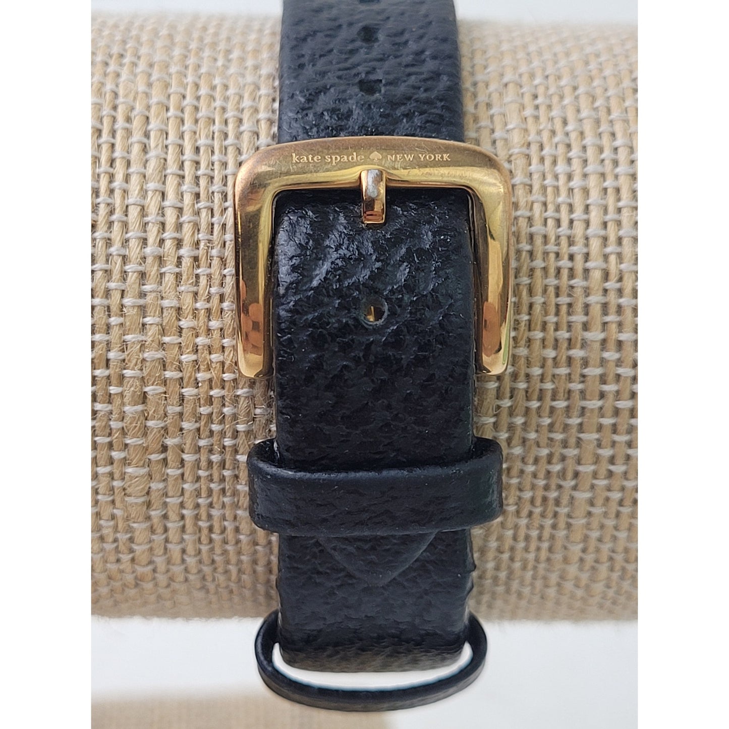 Kate Spade New York Gold-Tone Watch Black Face Black Leather Band