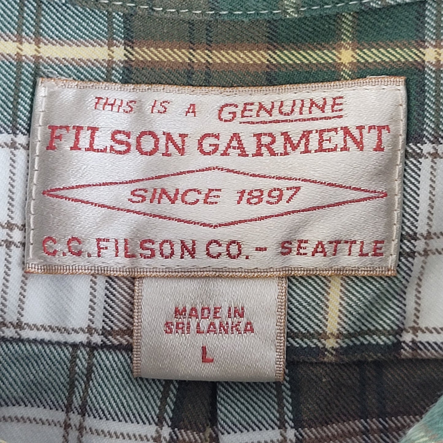 Short Sleeve Alaskan Guide Shirt | Green & Brown Plaid | Men's Sz L