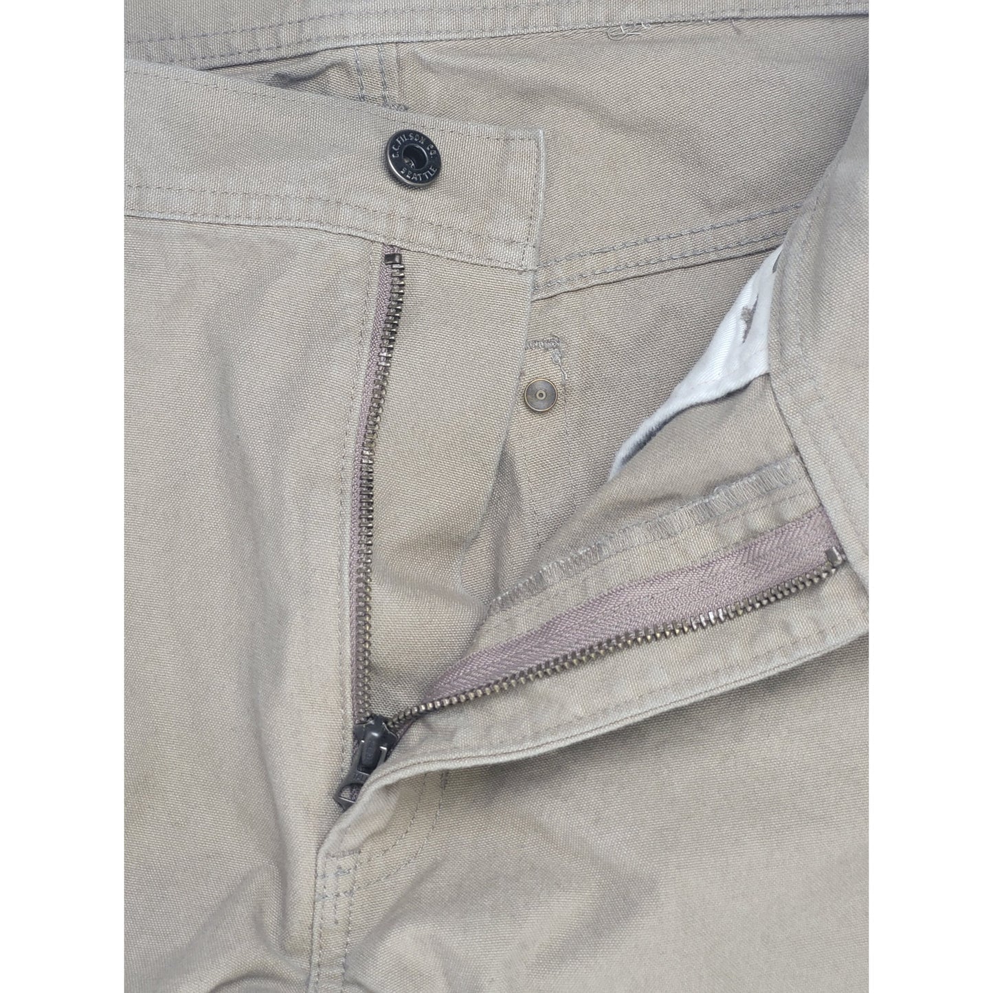 Filson Dry Tin Cloth 5-pocket Dark Tan Khaki Work Pants Men's Sz 36 X 34