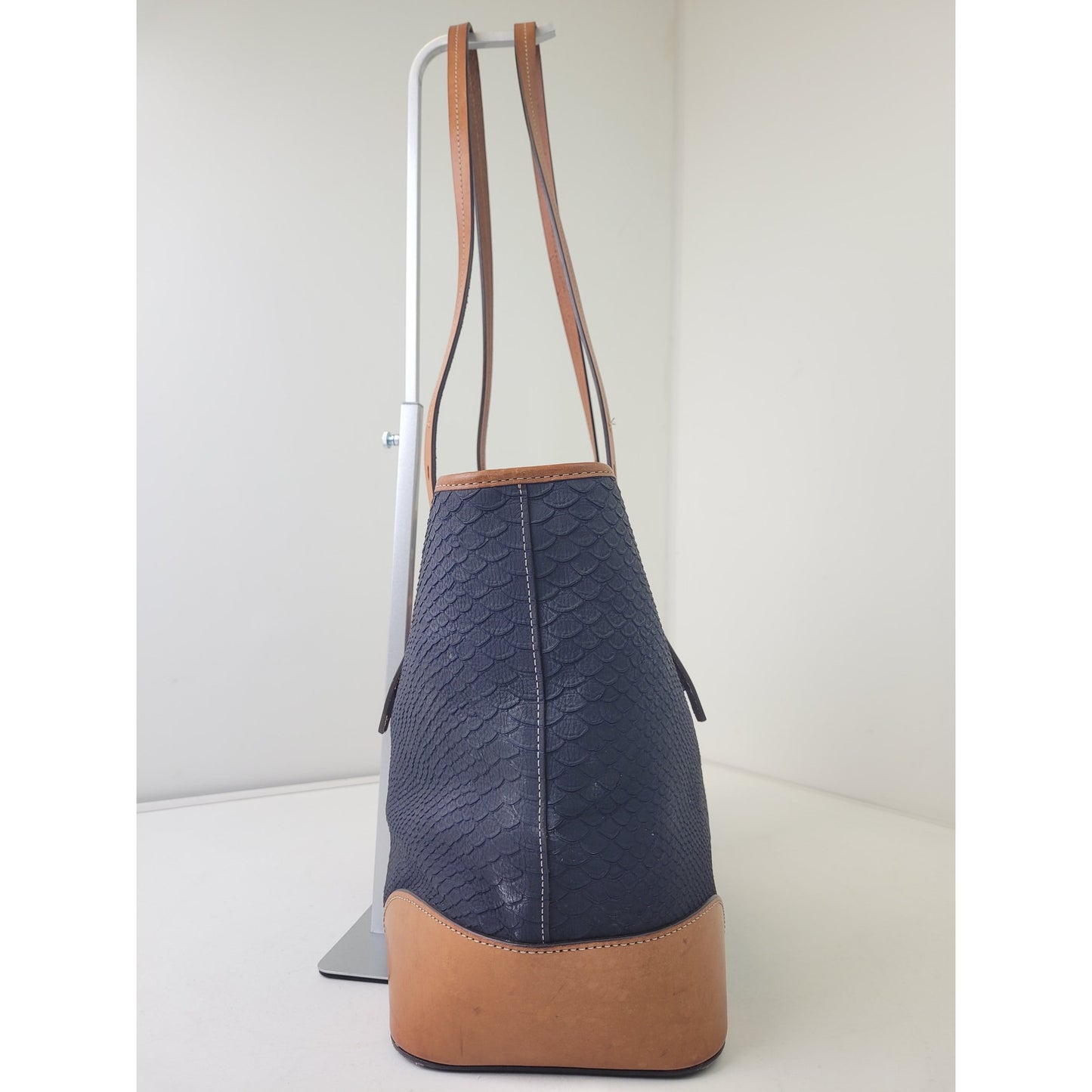 Dooney & Bourke Claremont Python Embossed Leather Tote Bag Navy & Brown