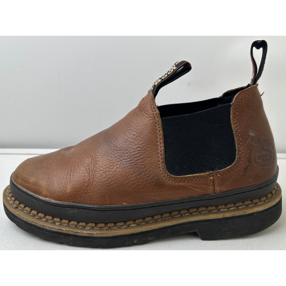 Georgia Boot Georgia Giant Romeo Brown Leather Slip-On Work Shoes Men's Sz 8