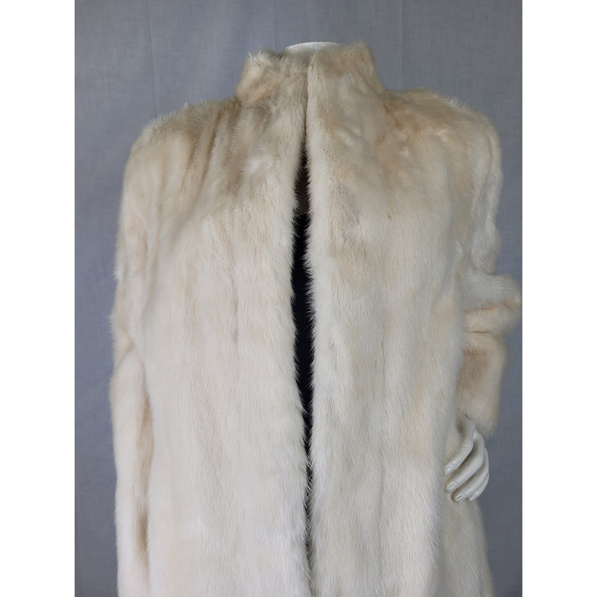 VTG 70s Ivory Mink Coat Open Front Mid-Length Women's Sz S/M