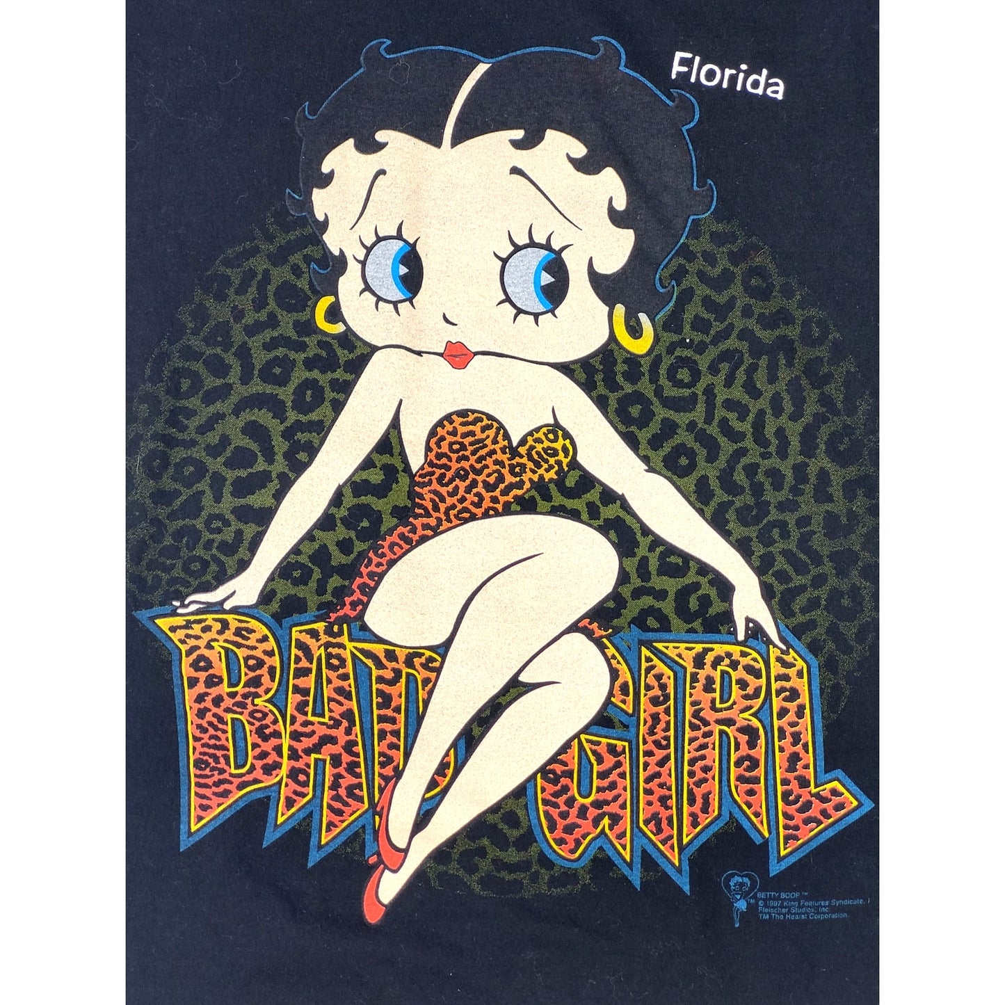 1990s Vintage Betty Boop Bad Girl Cheetah Dress Black Graphic T-shirt Sz XXL