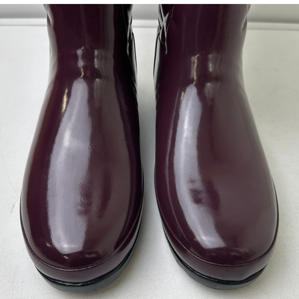 Hunter Refined Gloss Quilted Tall Deep Plum / Aubergine Rain Boots Women's Sz 7
