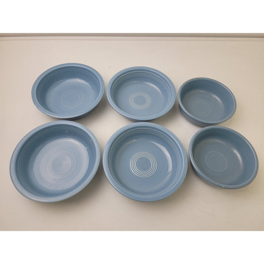 Homer Laughlin Fiestaware (4) Coupe Soup Bowls & (2) Small Bowls in Periwinkle