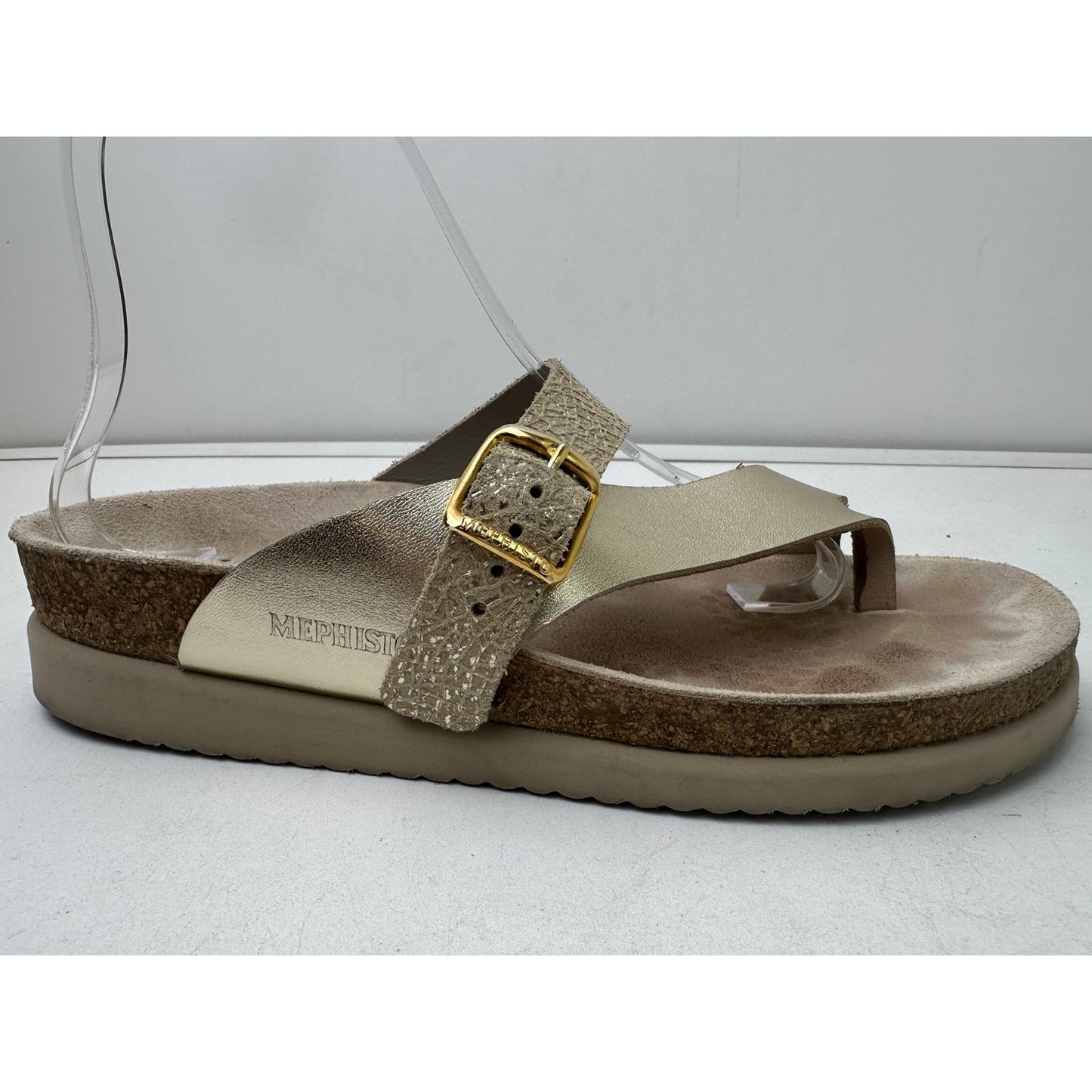 Mephisto Helen Mix Gold Flash Leather Thong Sandals Women's Sz 37