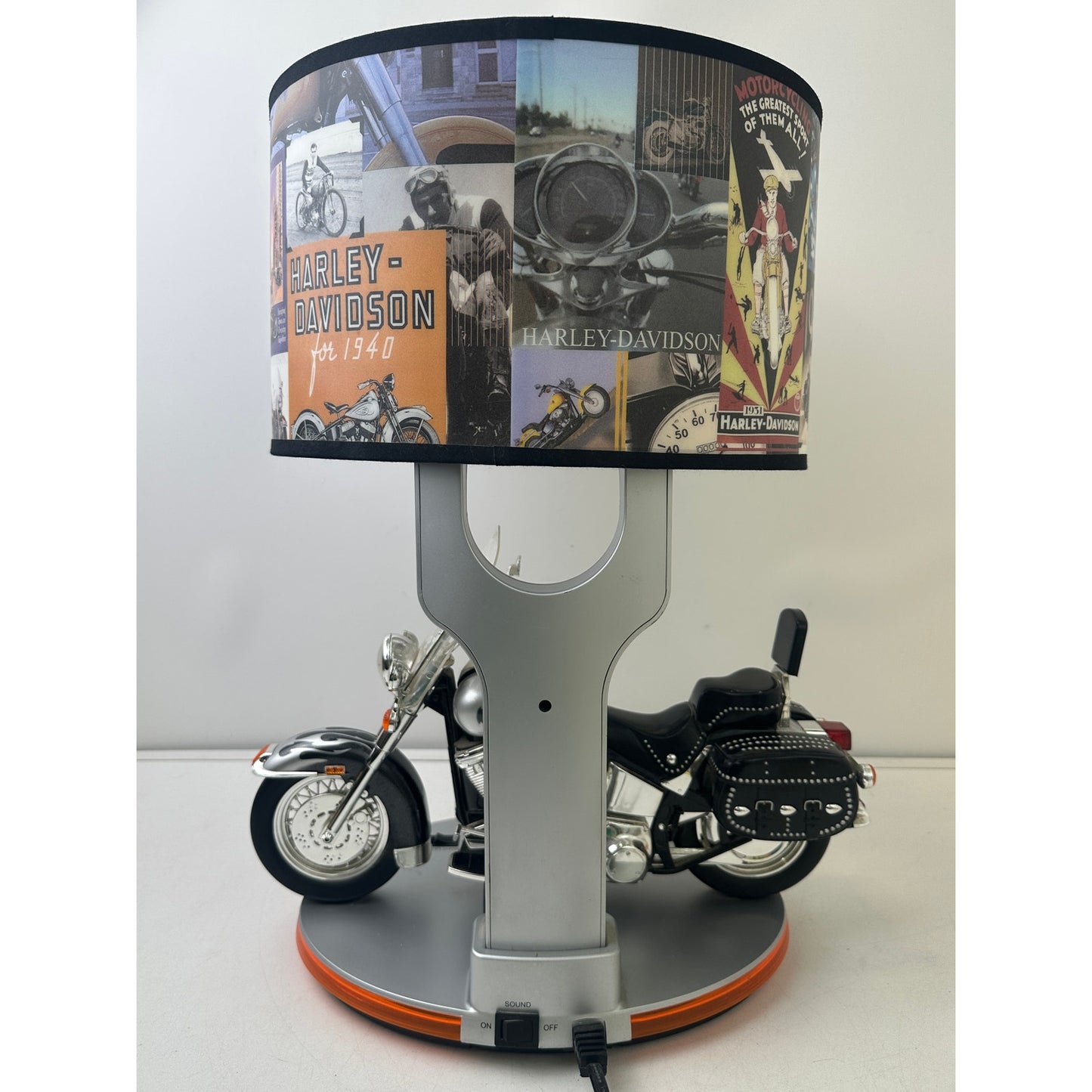 Vintage Harley-Davidson Heritage Softail Table Lamp with Lights and Sound