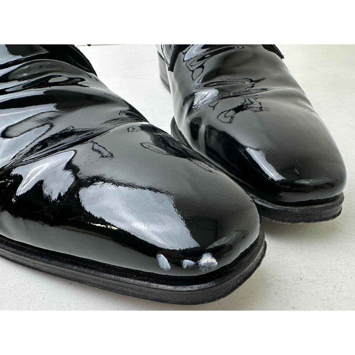 Magnanni Dante Black Patent Leather Plain Toe Derby Tuxedo Shoes Men's Sz 12